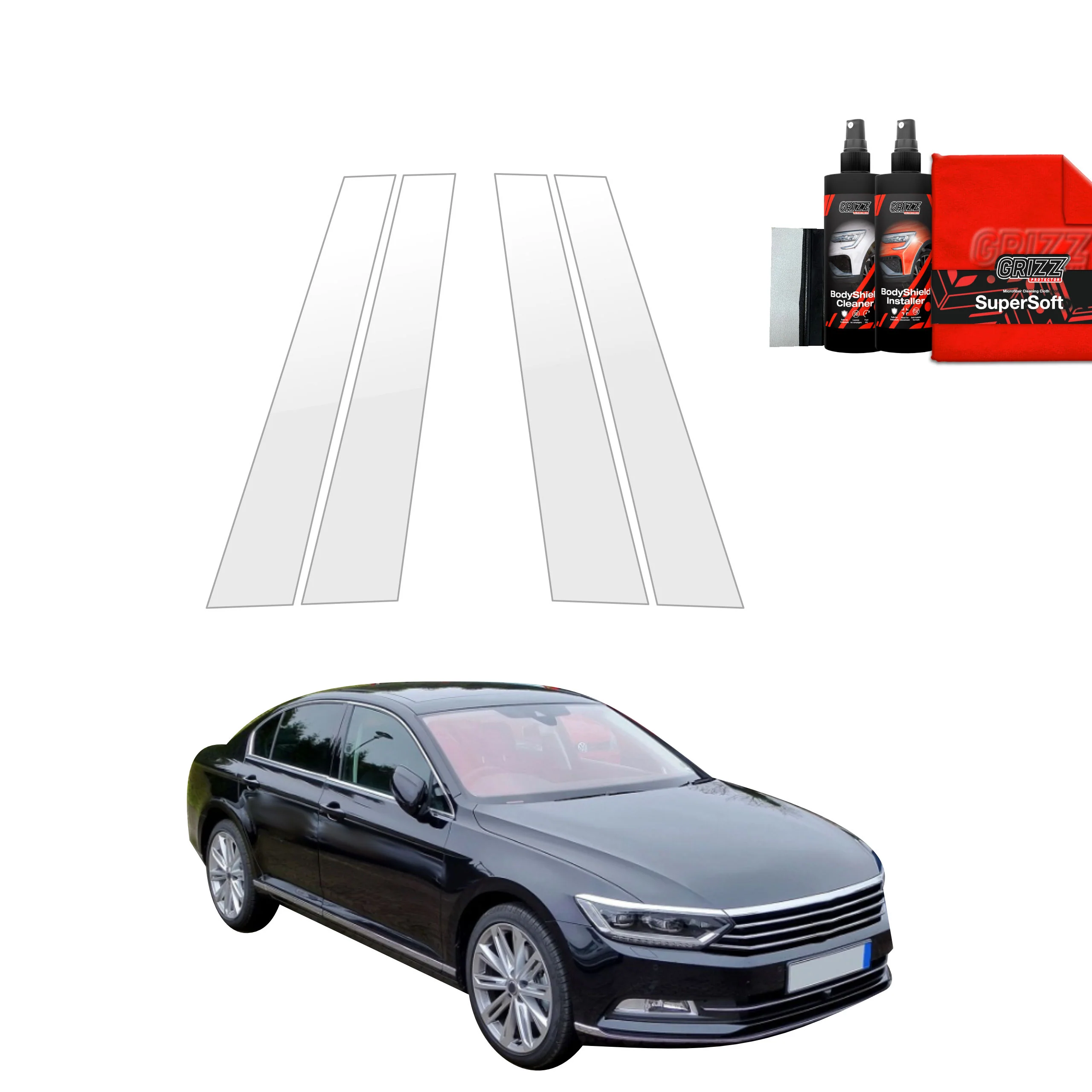 4in1 Schutzfolie für A-B-C-Säule - Volkswagen Passat B8 Sedan (2014-2022)