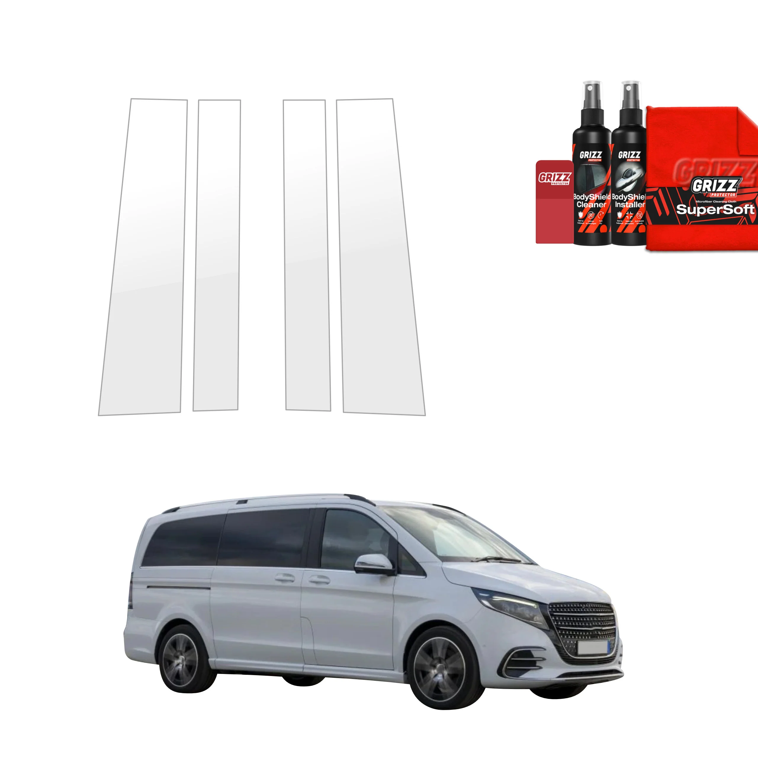 4in1 Schutzfolie fĂŒr B-C-SĂ€ule - Mercedes V Klasa (2025-2026)