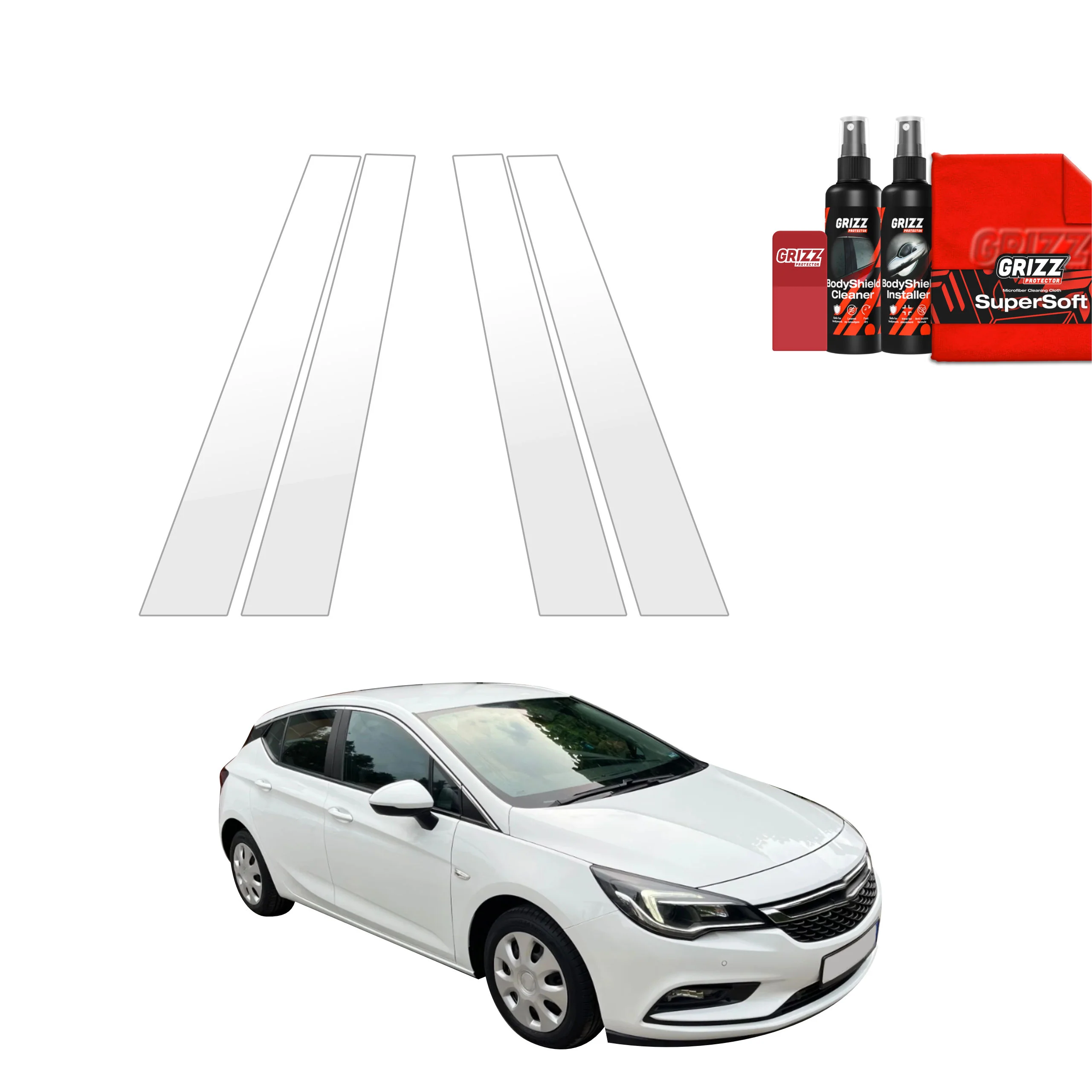 4in1 Schutzfolie für B-C-Säule - Opel Astra K Facelift (2019-2022)