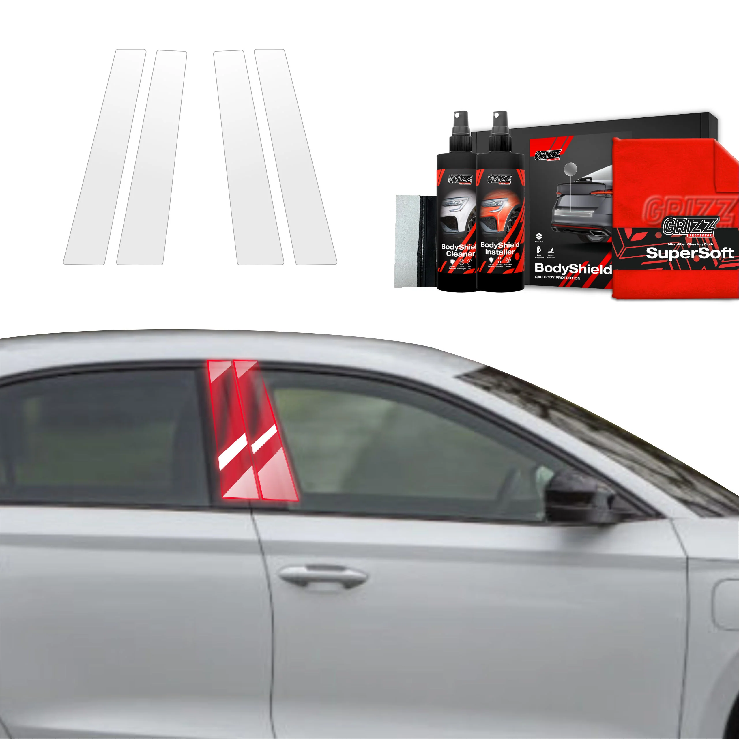 4in1 Schutzfolie für B-Säule - Skoda Octavia 4 Hatchback Facelifting (2024-2026)