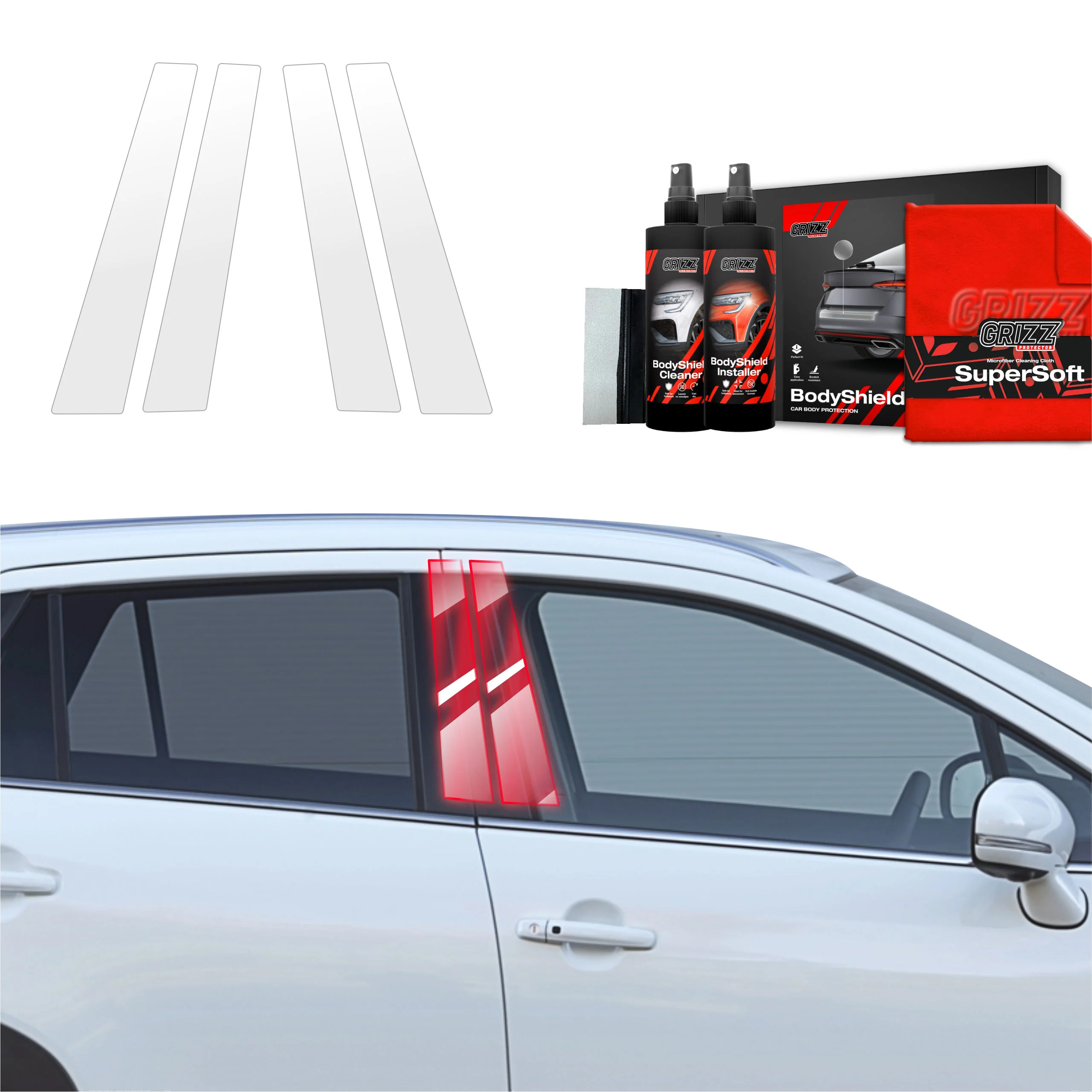 4in1 Schutzfolie für B-Säule - Suzuki S-Cross (2021-2026)