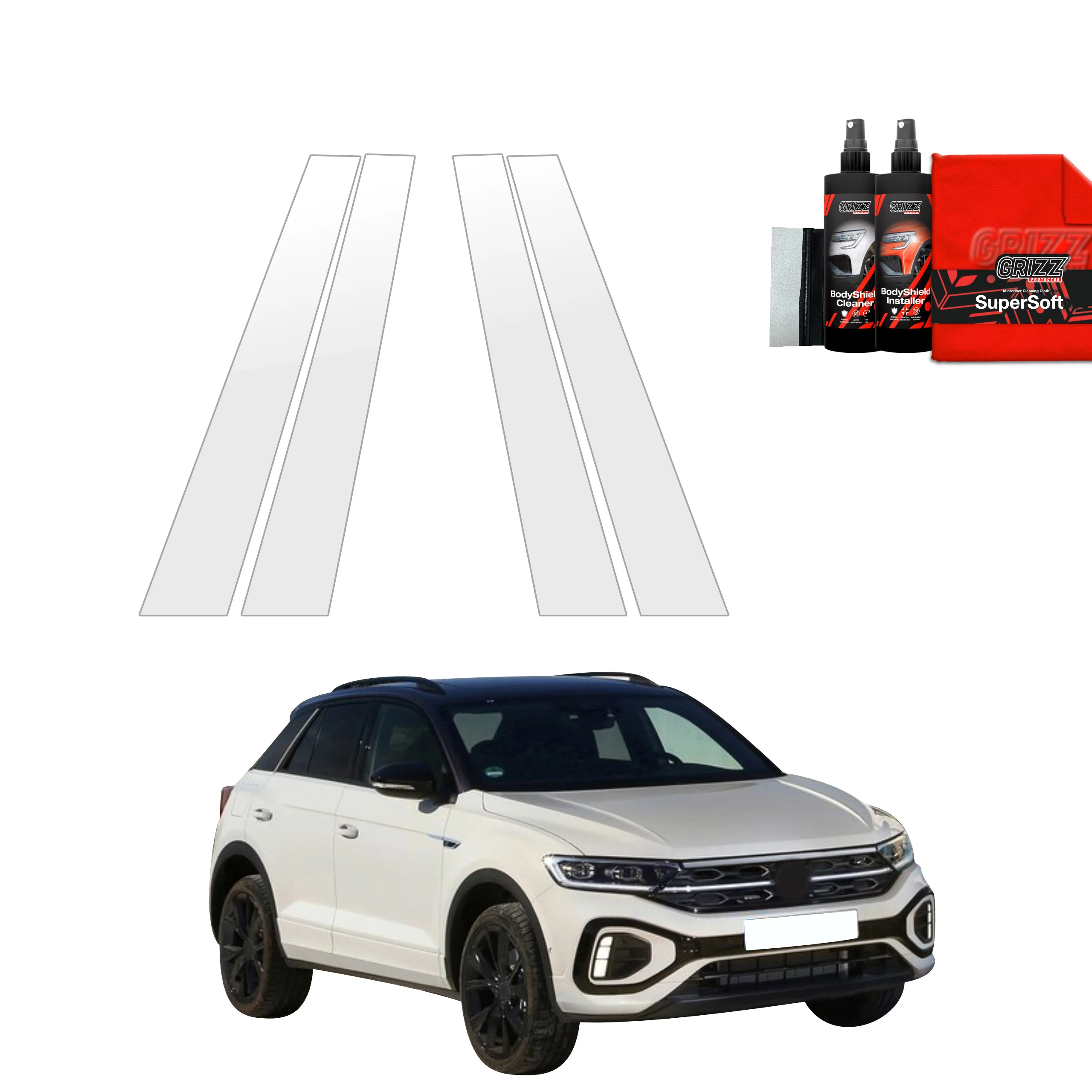 4in1 Schutzfolie fĂŒr B-SĂ€ule - Volkswagen T-Roc (2021-2025)