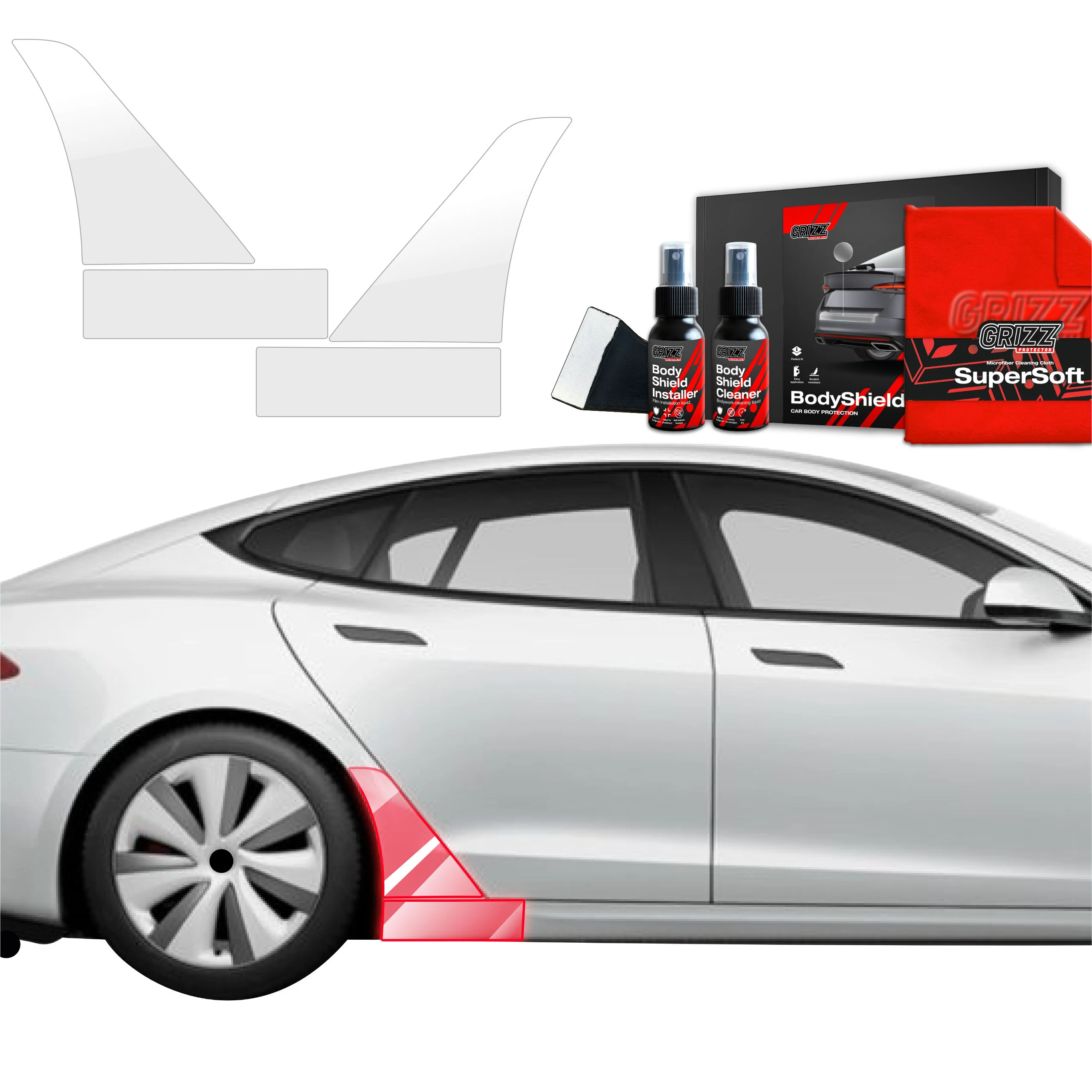 4in1 Schutzfolie für hinteren Seitenschweller - Tesla Model S (2023-2026)