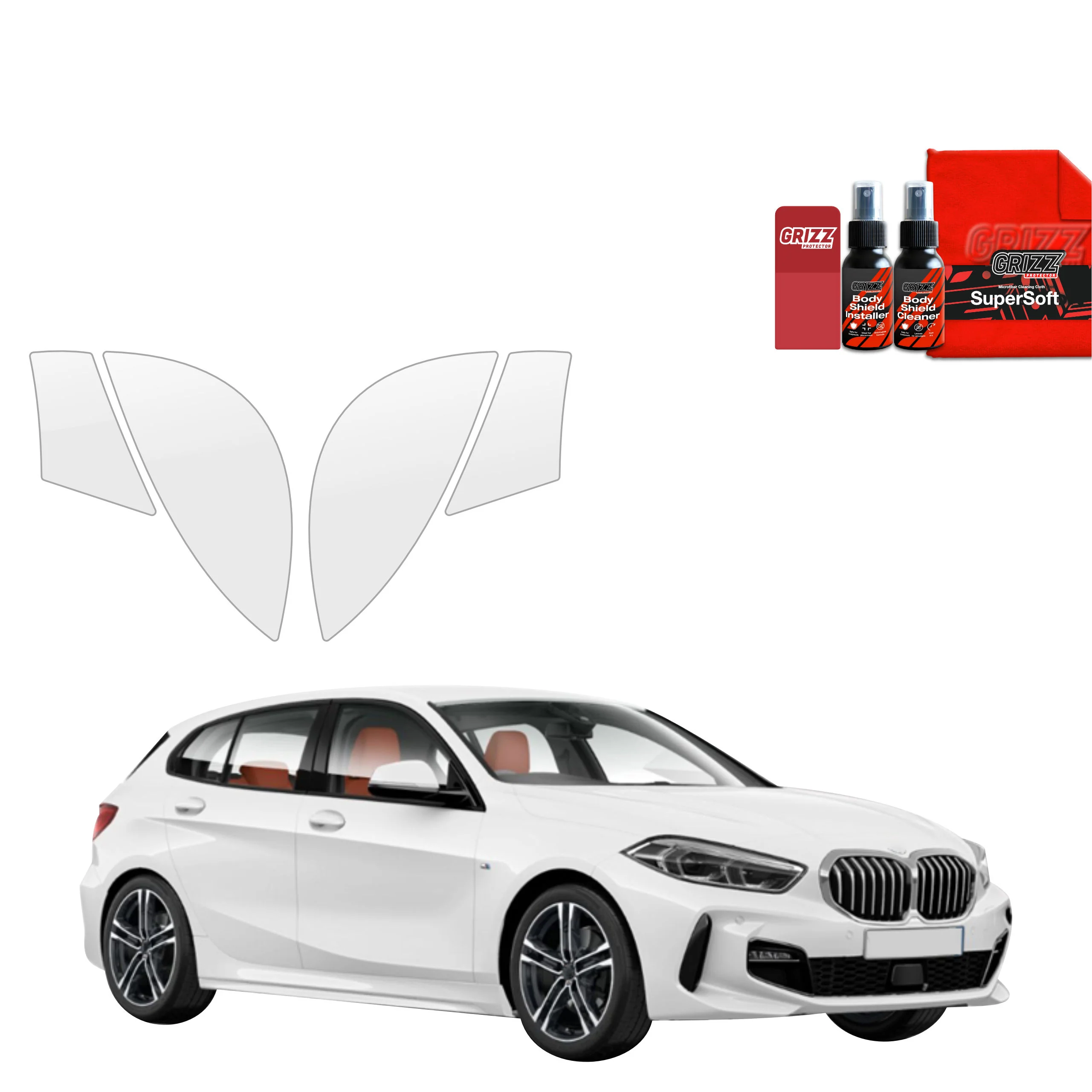 4in1 Schutzfolie für hinteren & vorderen Seitenschwelle - BMW 1 118i (2020-2026)