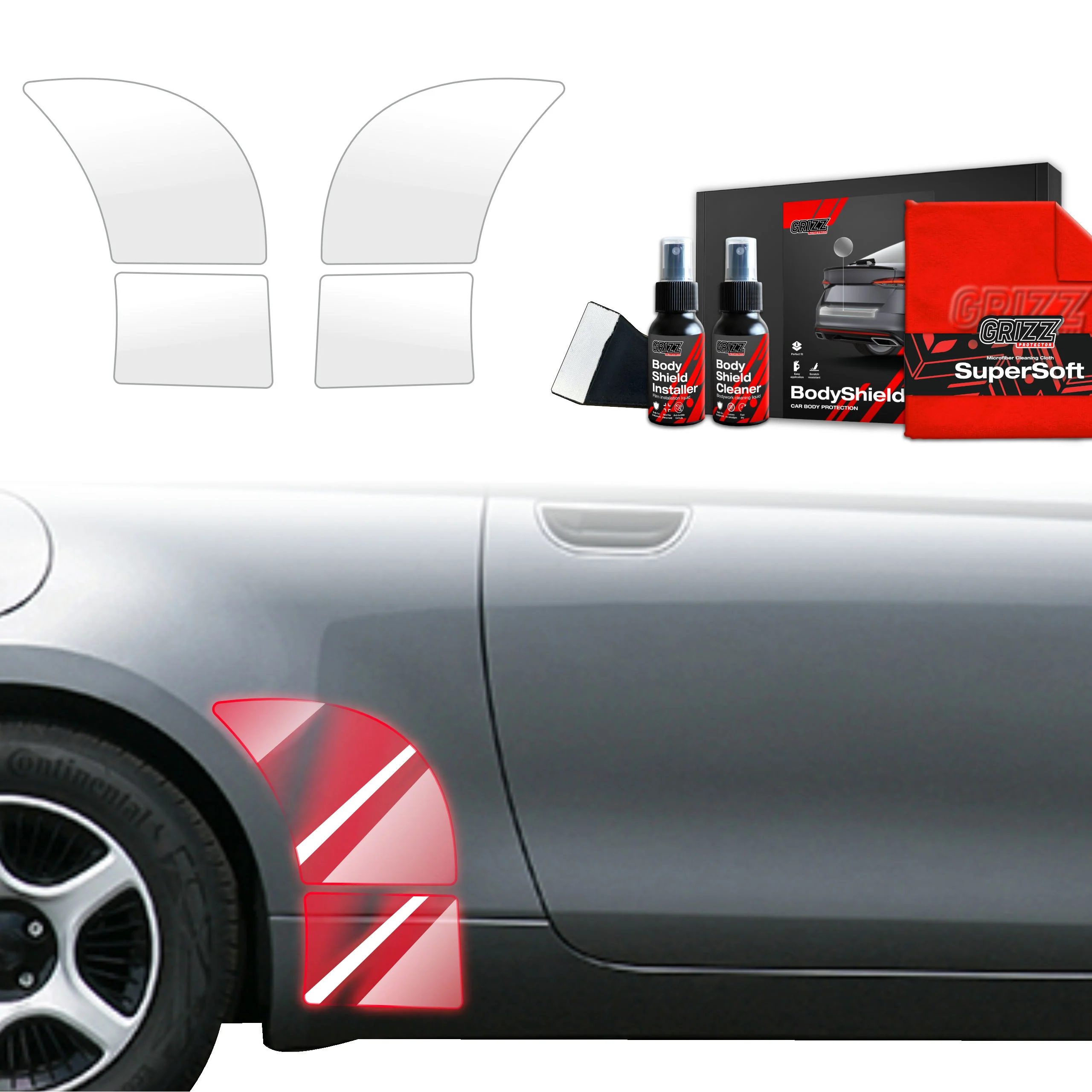 4in1 Schutzfolie für hinteren & vorderen Seitenschwelle - Fiat 500 (2016-2026)