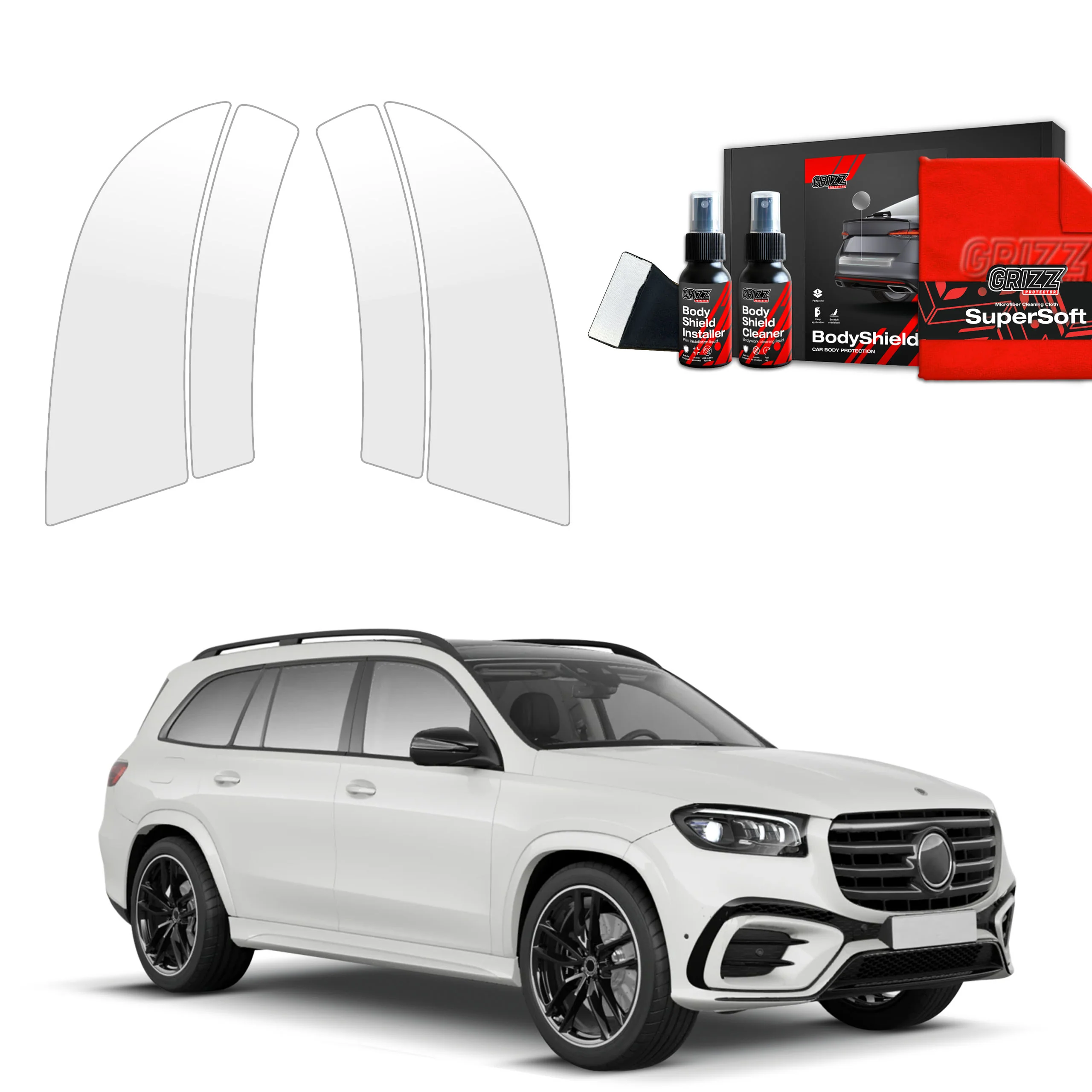 4in1 Schutzfolie für hinteren & vorderen Seitenschwelle - Mercedes GLS 450d (2023-2026)