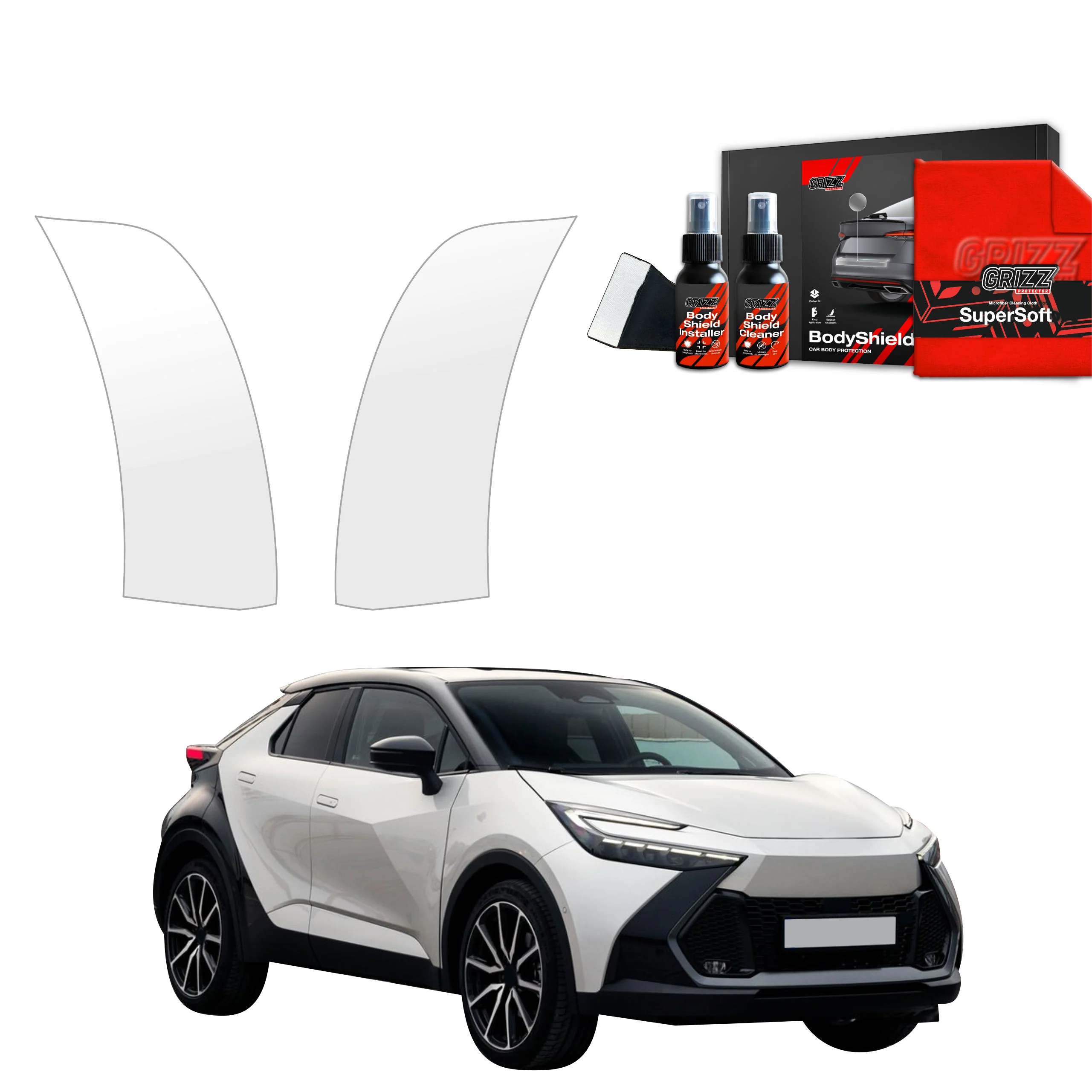 4in1 Schutzfolie für hinteren & vorderen Seitenschwelle - Toyota C-HR (2023-2026)