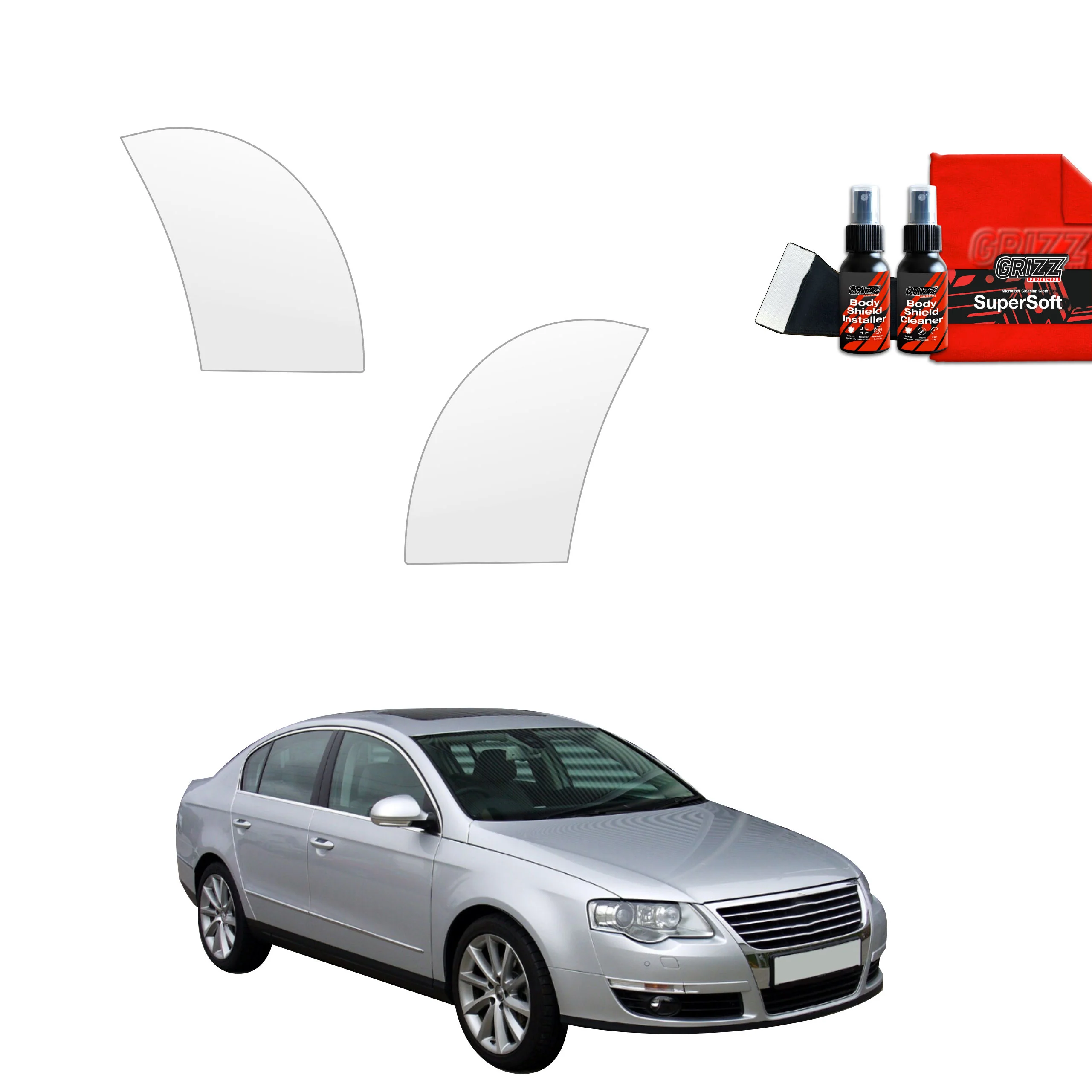 4in1 Schutzfolie für hinteren & vorderen Seitenschwelle - Volkswagen Passat B6 Sedan (2005-2010)