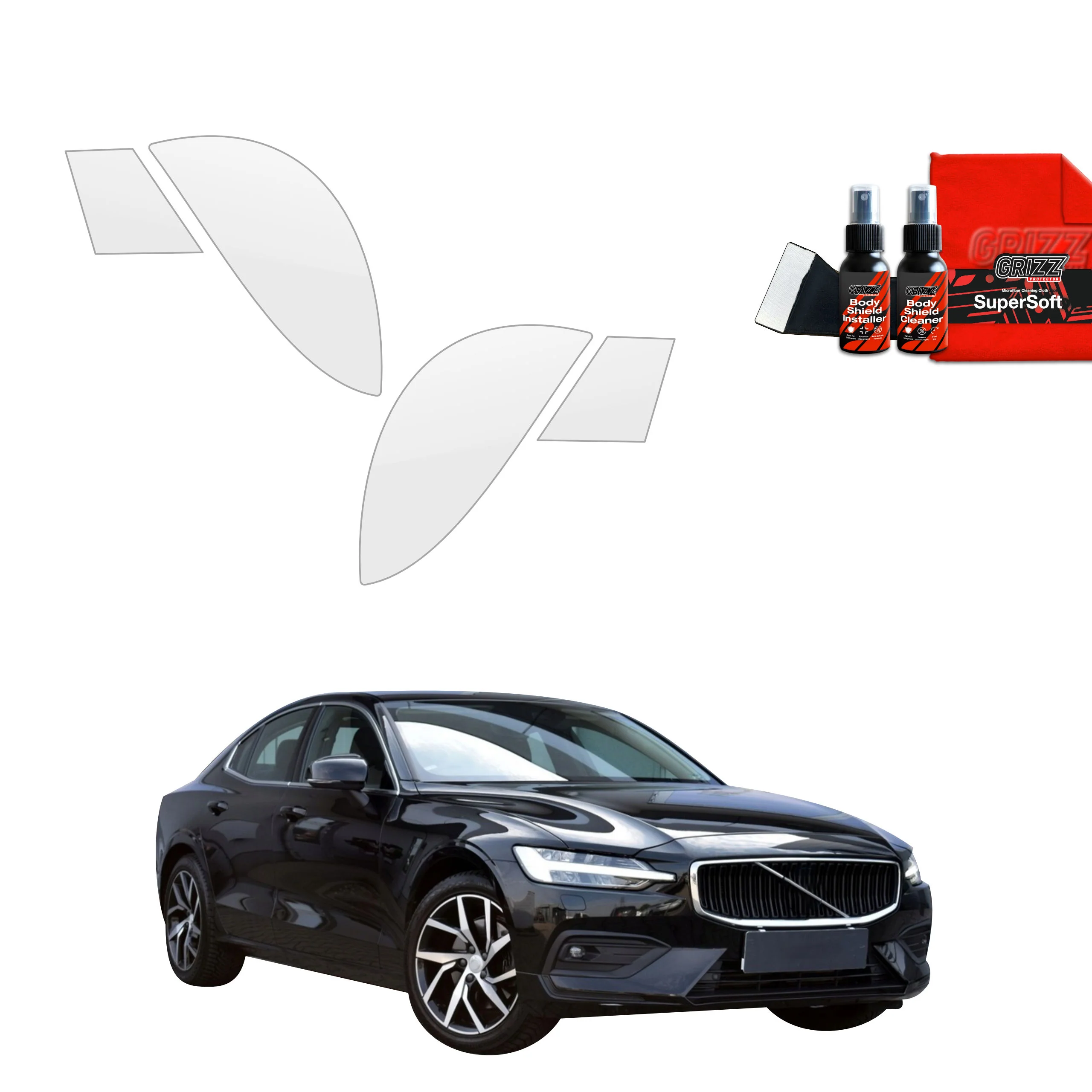 4in1 Schutzfolie für hinteren & vorderen Seitenschwelle - Volvo S60 3 Sedan 4D (2019-2024)
