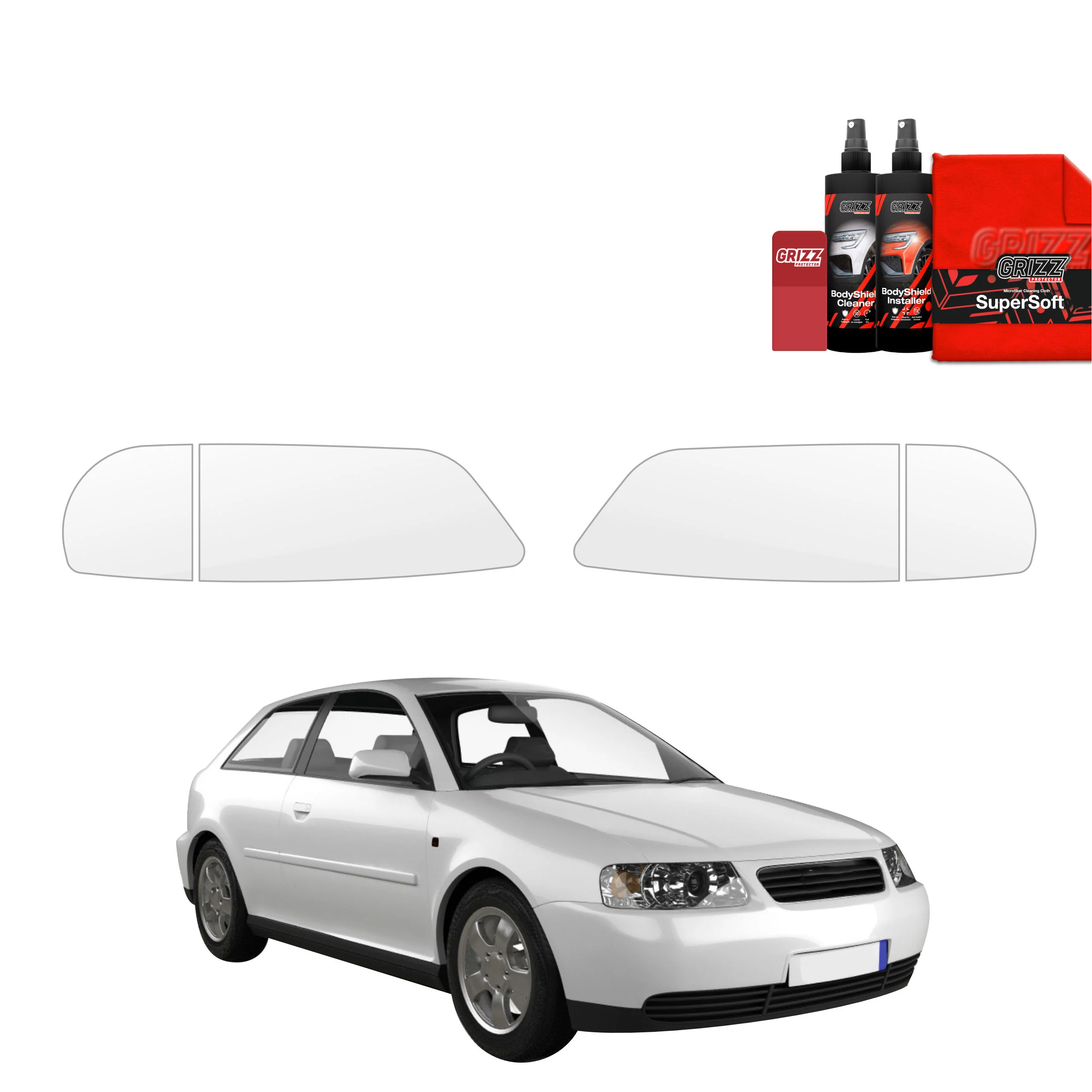4in1 Schutzfolie für Scheinwerfer - Audi A3 8L Hatchback 3D (1996-2003)