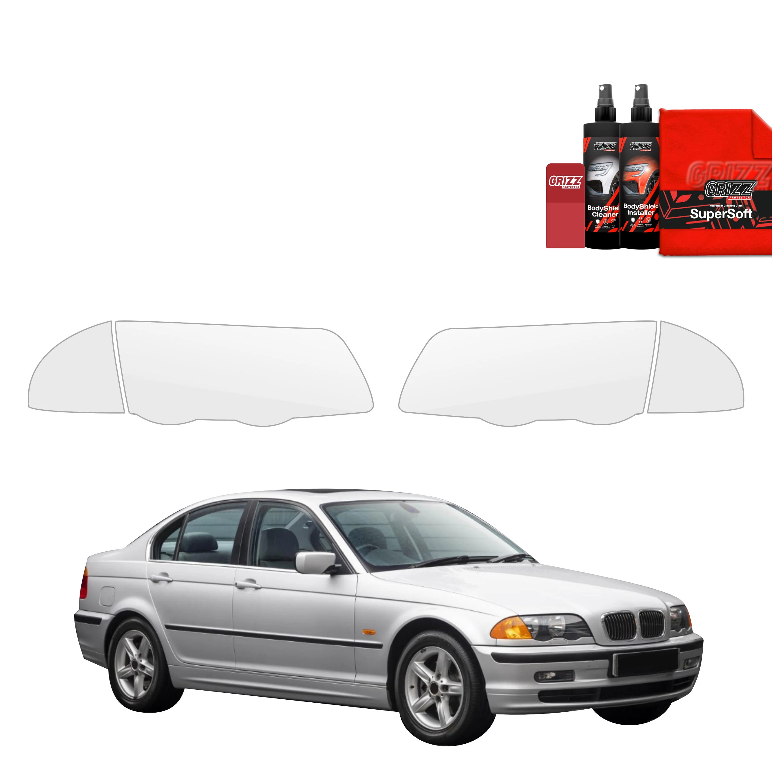 4in1 Schutzfolie für Scheinwerfer - BMW 3 E46 Sedan Pre-LCI (1998-2001)