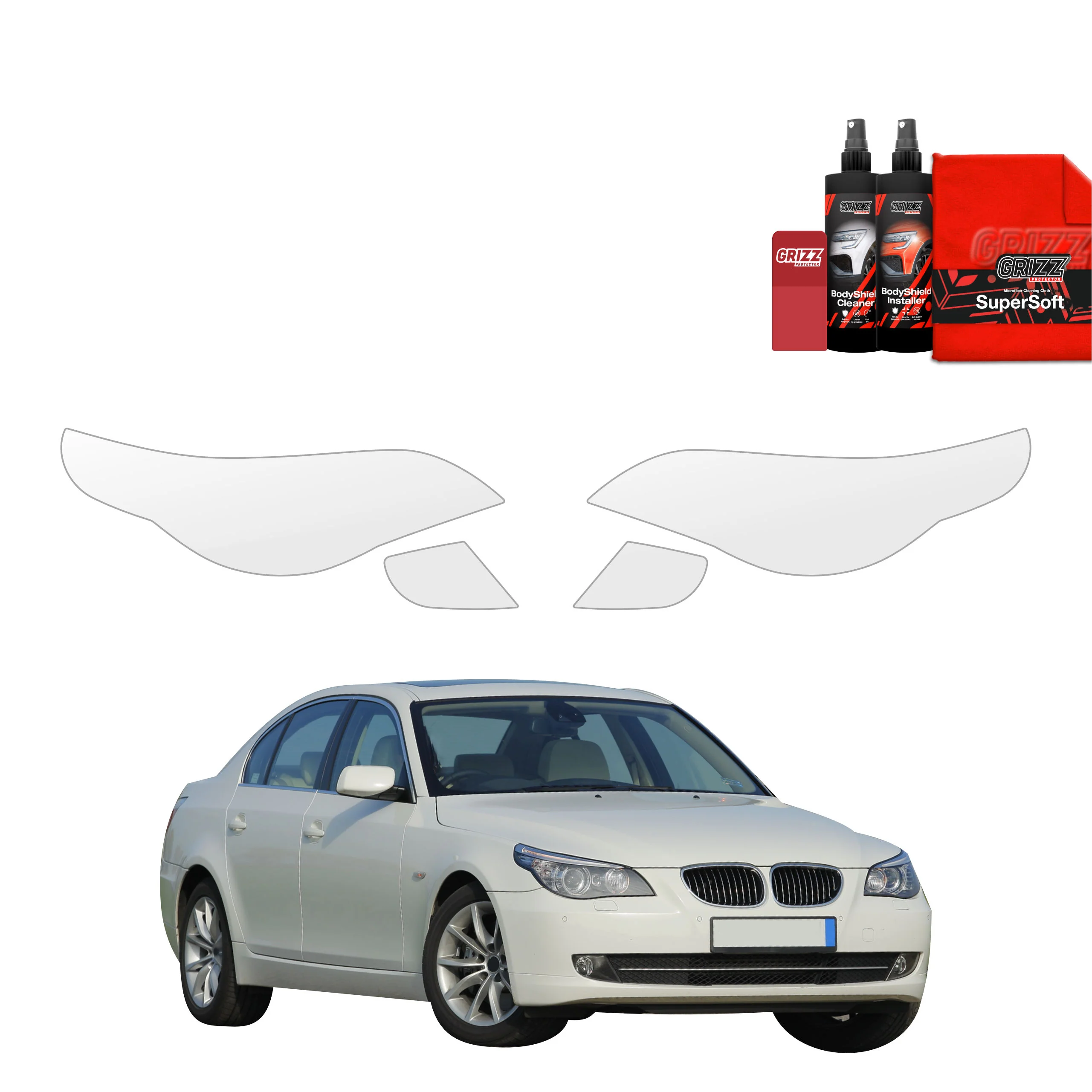 4in1 Schutzfolie für Scheinwerfer - BMW 5 E60 Sedan 4D (2007-2010)