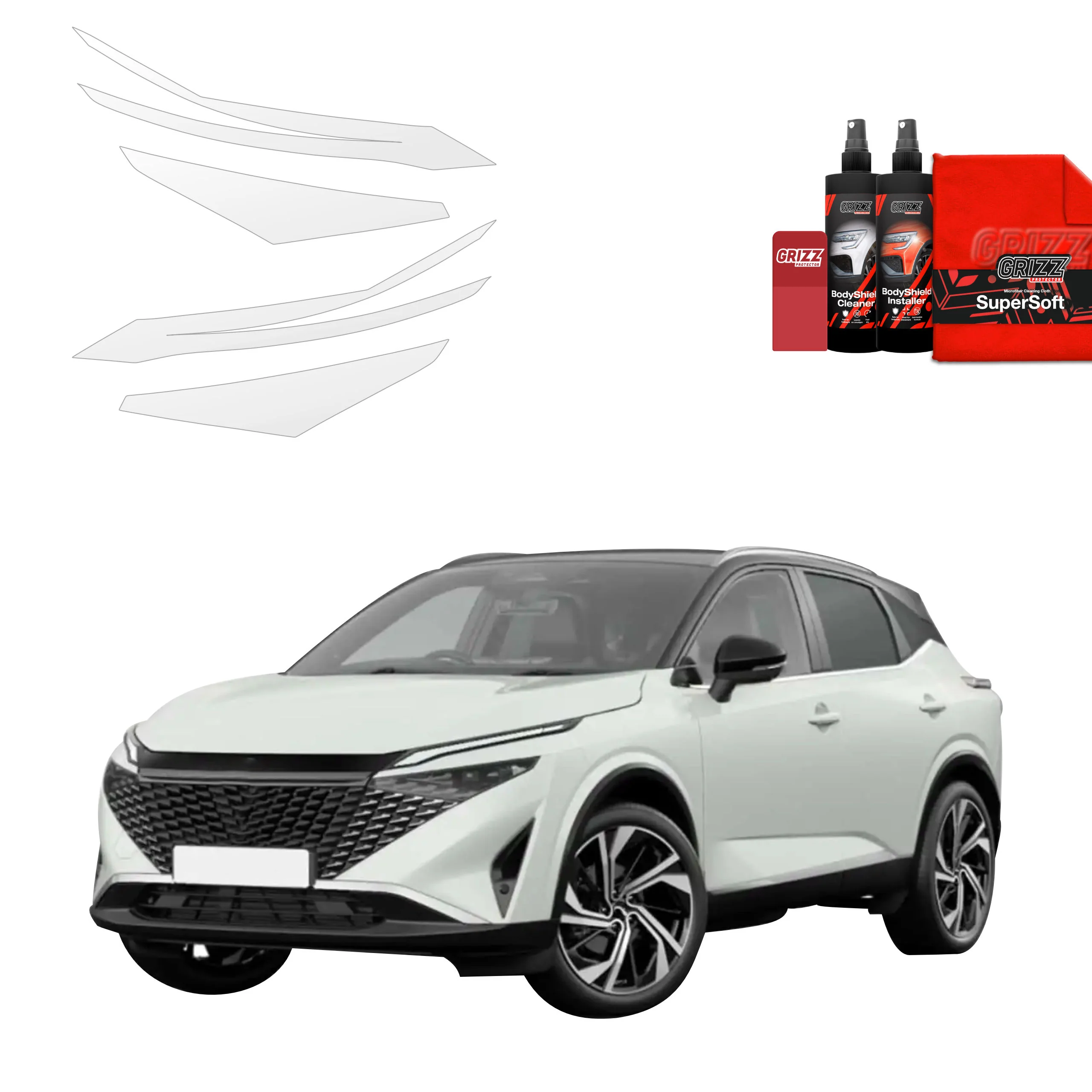 4in1 Schutzfolie für Scheinwerfer - Nissan Qashqai 3 Facelift (2024-2026)