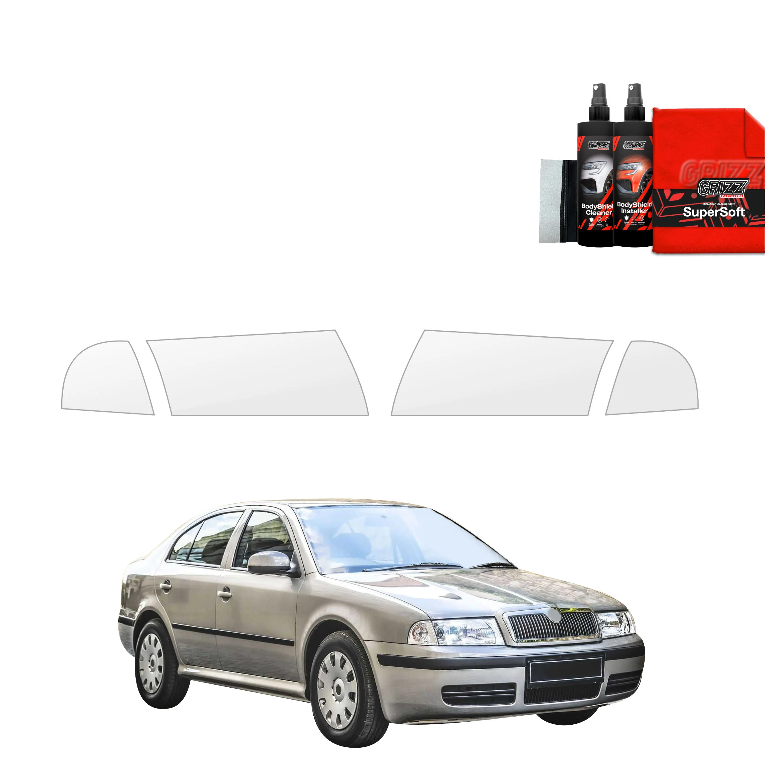 4in1 Schutzfolie für Scheinwerfer - Skoda Octavia (1996-2010)