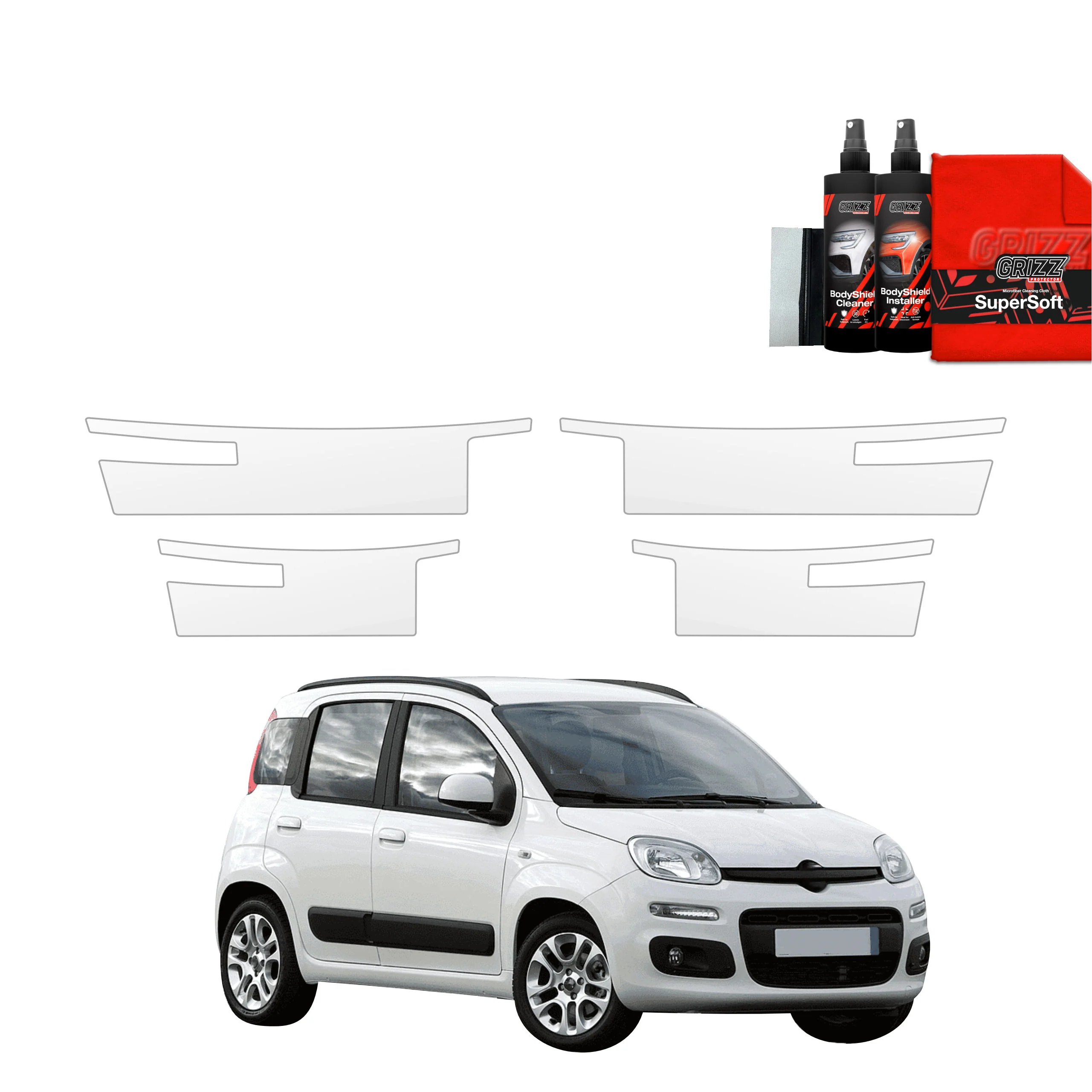 4in1 Schutzfolie für Schweller - Fiat Panda 3 Hatchback 5D (2011-2016)