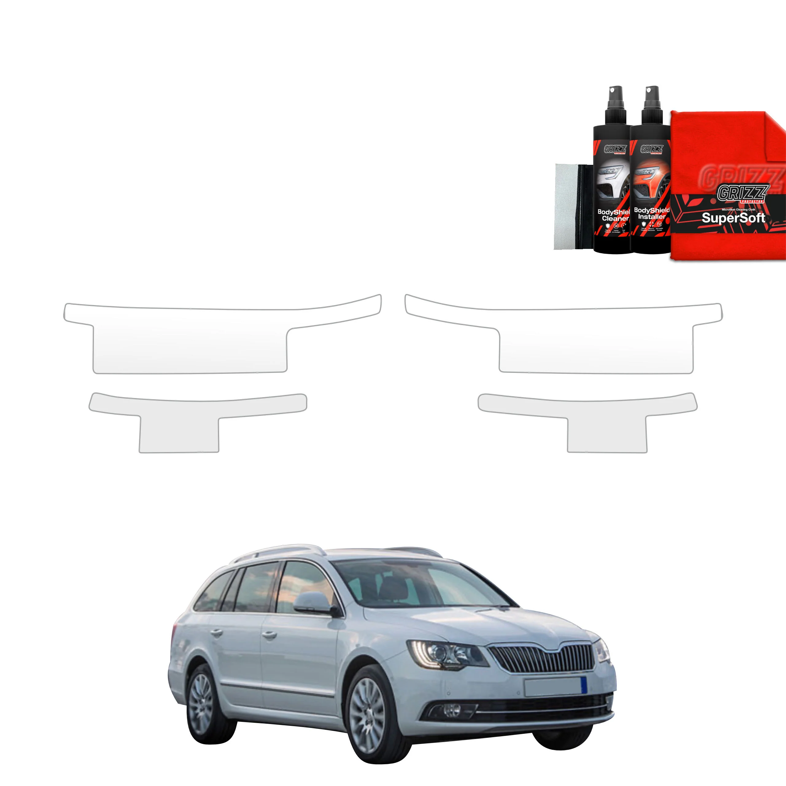 4in1 Schutzfolie für Schweller - Skoda Superb 2 Kombi Facelifting (2013-2015)