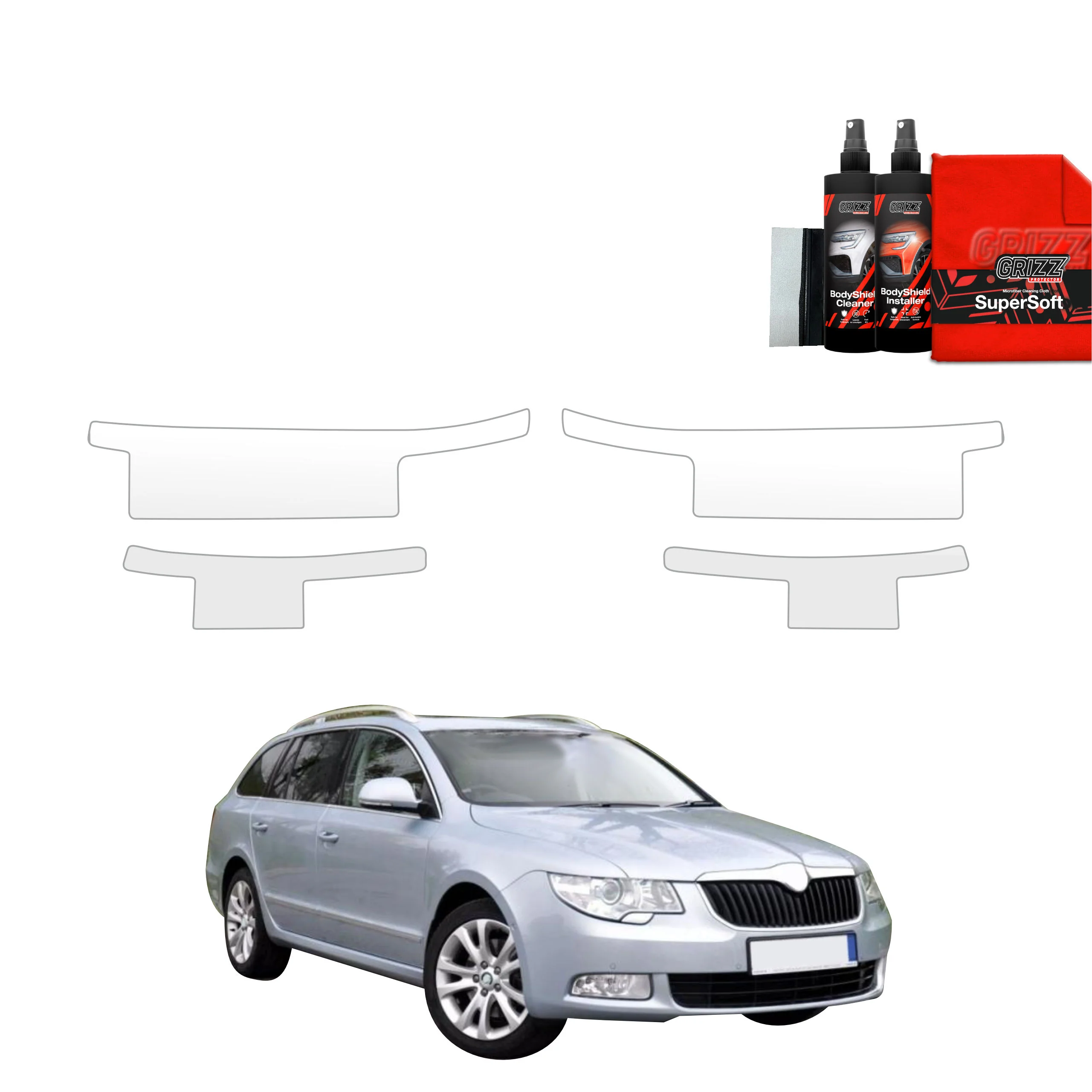 4in1 Schutzfolie für Schweller - Skoda Superb 2 Sedan 4D (2008-2013)