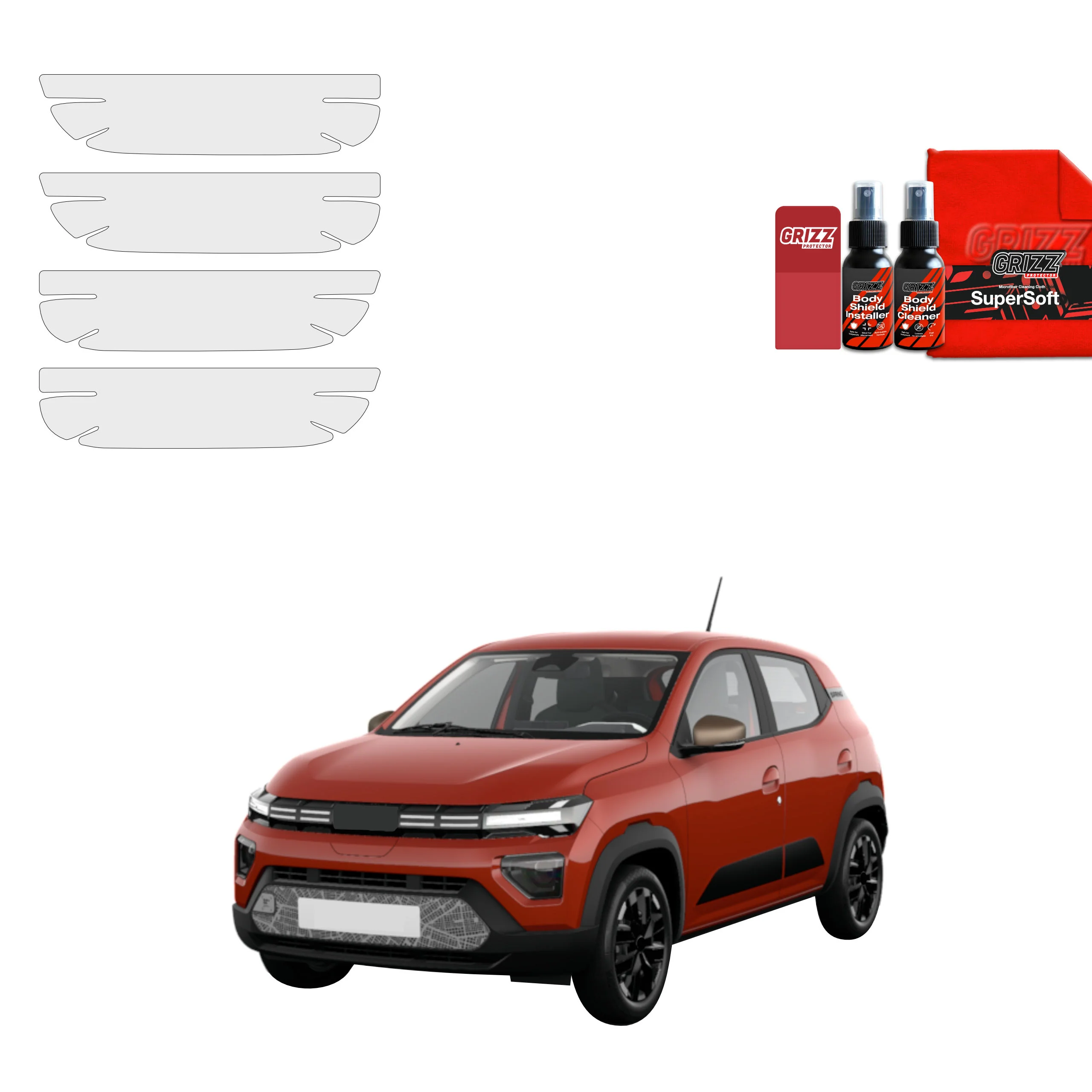 4in1 Schutzfolie für Türgriffmulden - Dacia Spring (2024-2026)
