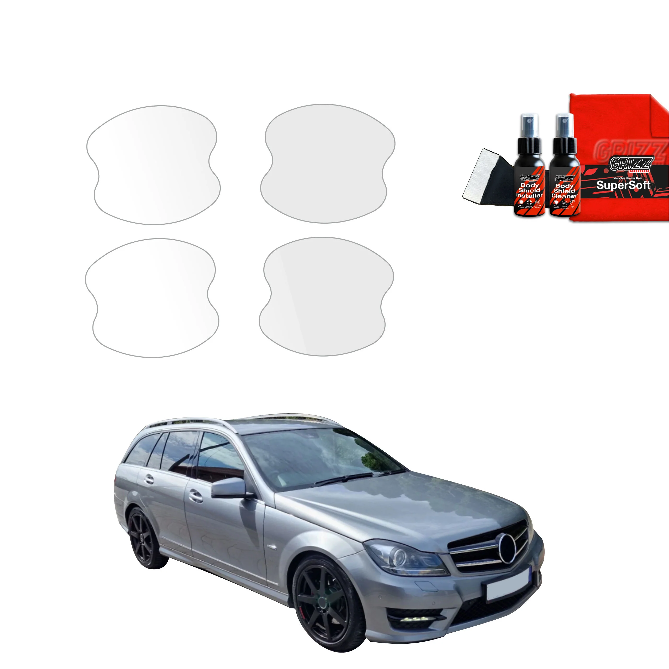 4in1 Schutzfolie für Türgriffmulden - Mercedes Benz C Klasse S204 Kombi Facelifting (2011-2014)