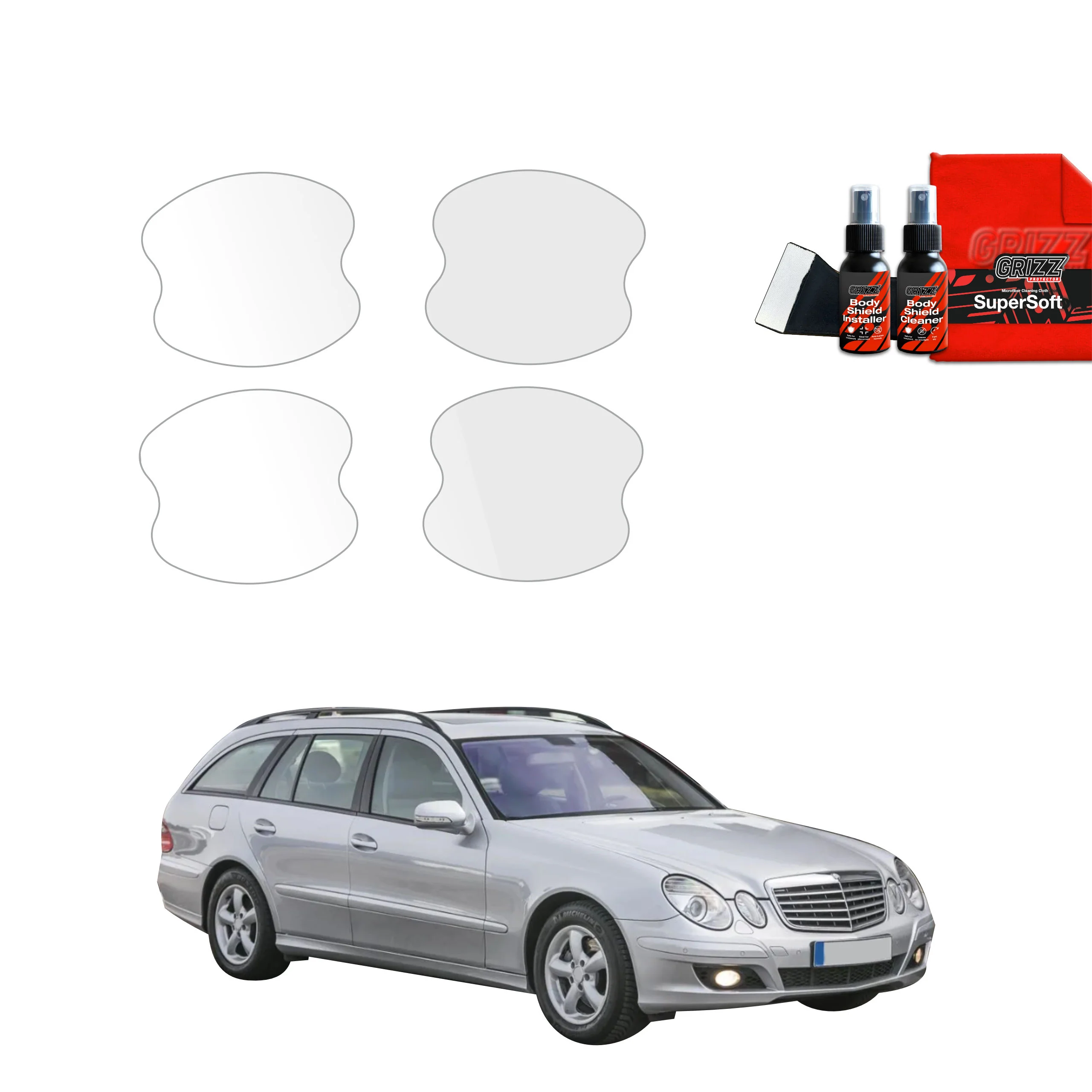 4in1 Schutzfolie für Türgriffmulden - Mercedes Benz E Klasse S211 Kombi (2002-2009)