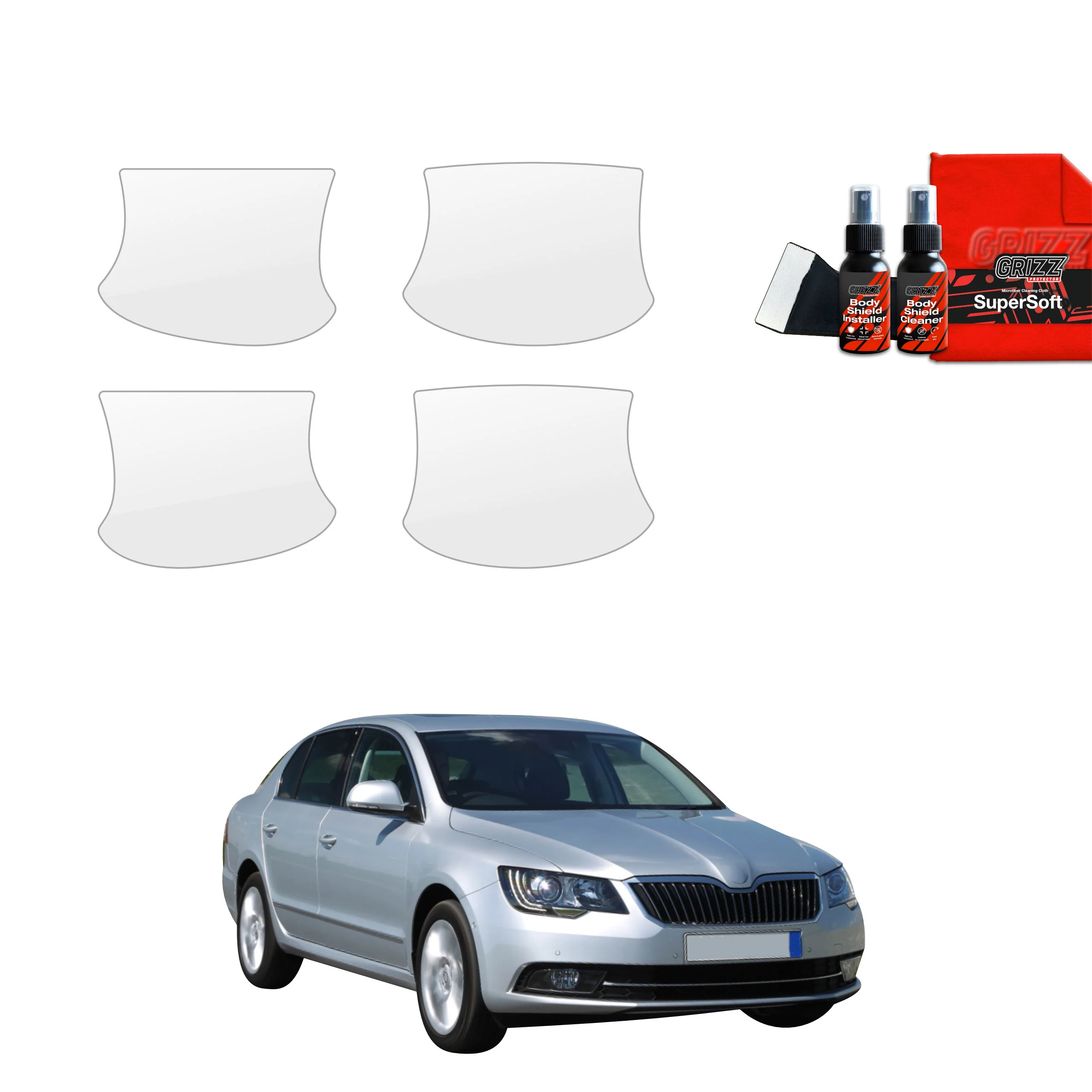 4in1 Schutzfolie für Türgriffmulden - Skoda Superb 2 Facelifting (2013-2015)