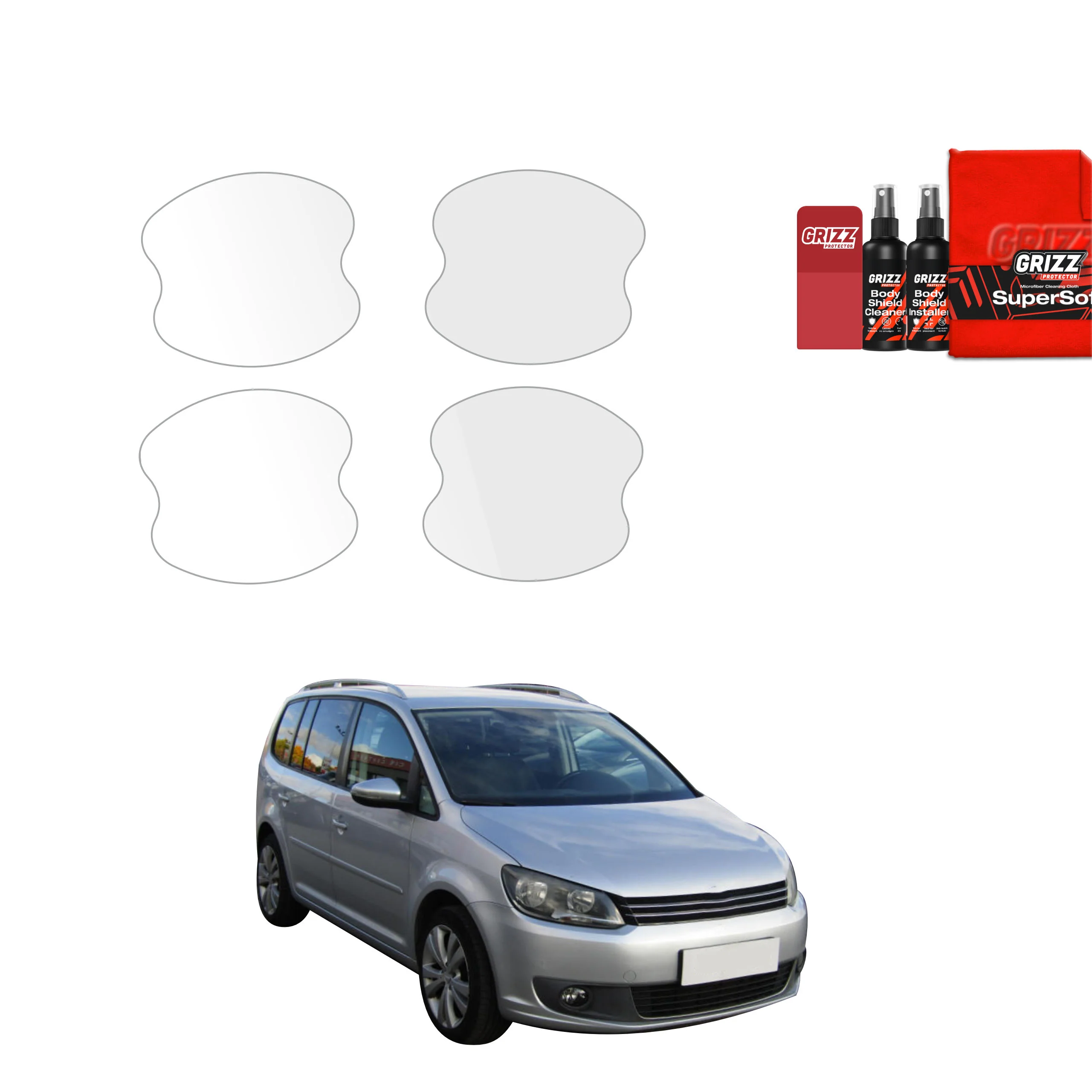 4in1 Schutzfolie für Türgriffmulden - Volkswagen Touran I MPV 5D (2010-2015)