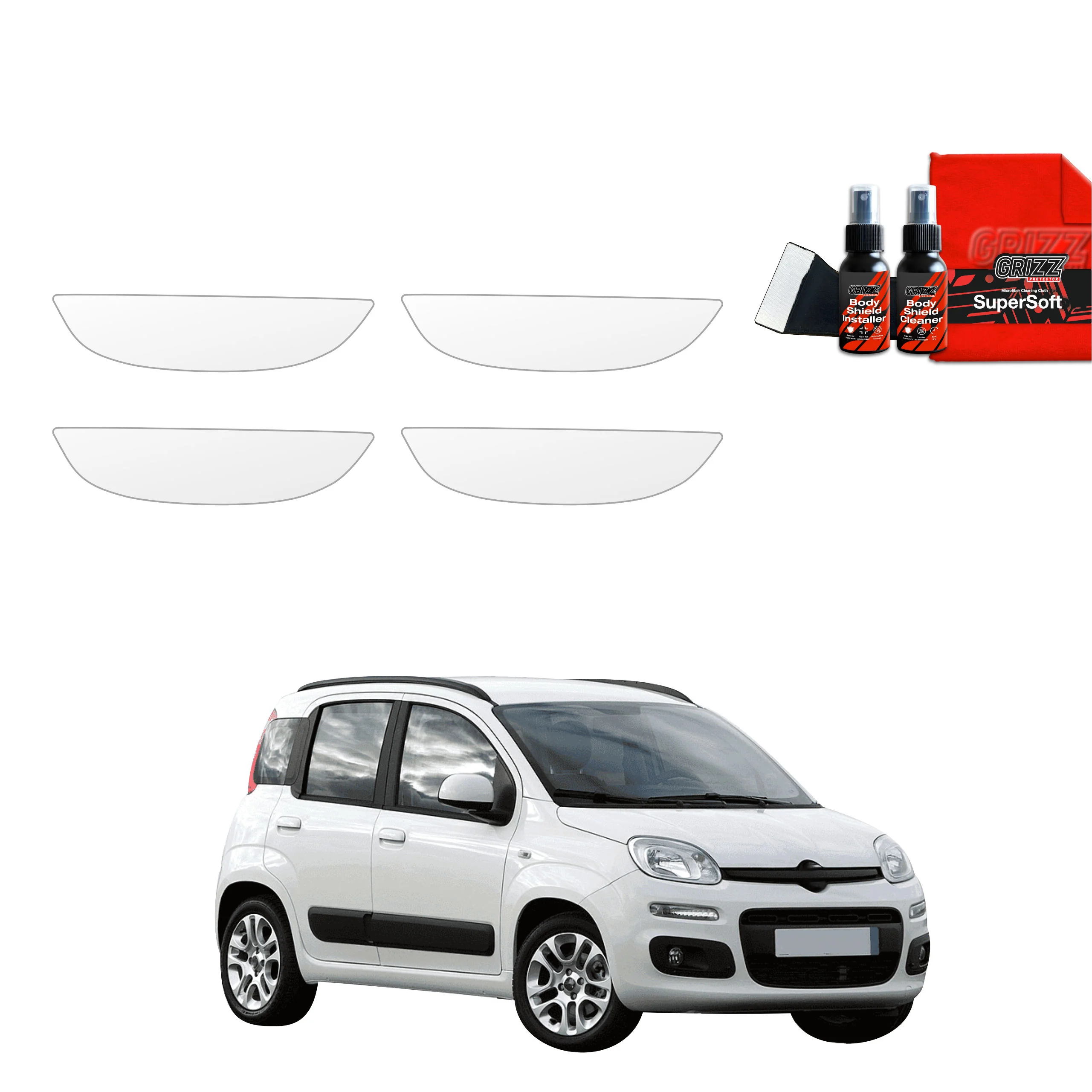 4in1 Schutzfolie für Türgriffmulden - Fiat Panda 3 Hatchback 5D (2011-2016)