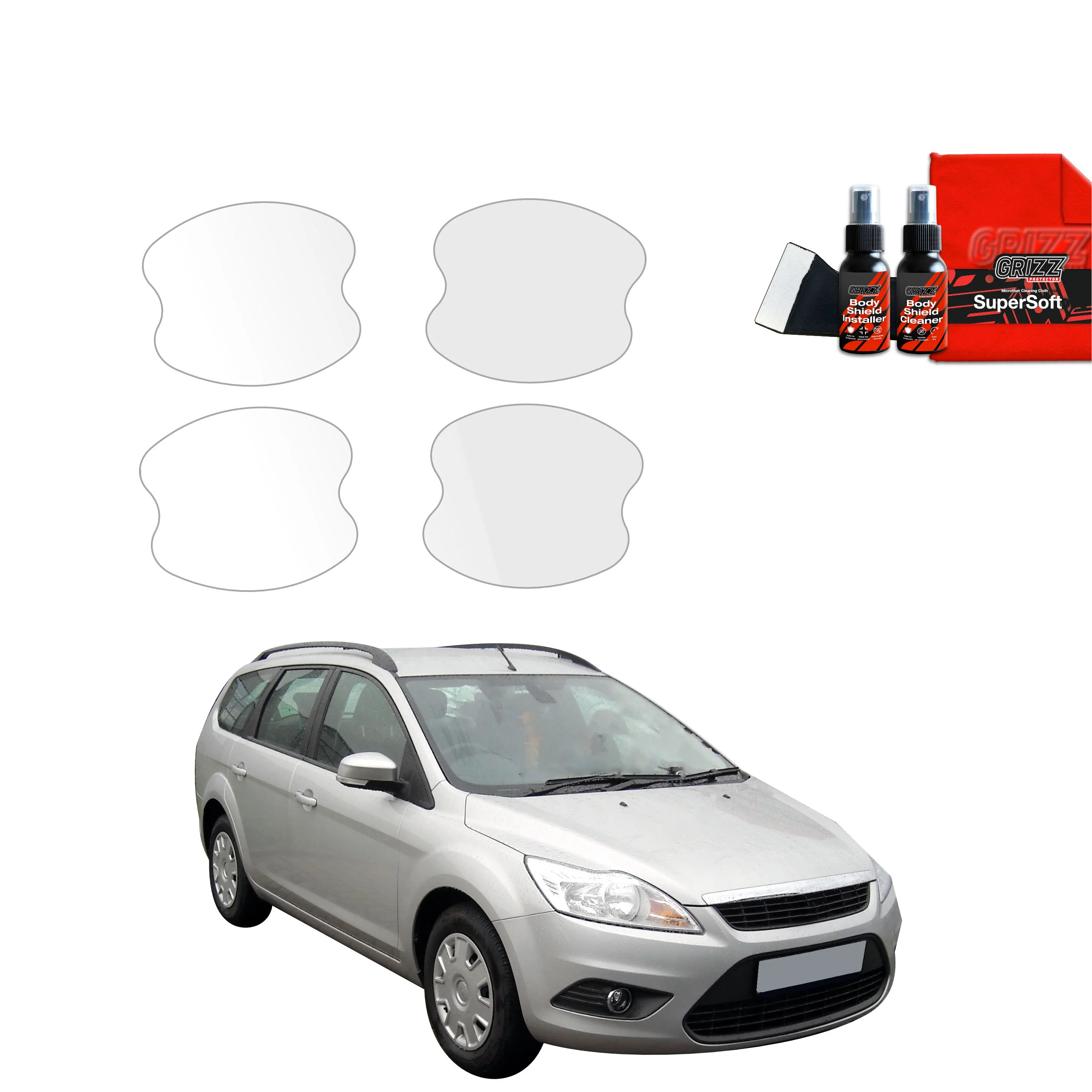 4in1 Schutzfolie für Türgriffmulden - Ford Focus Mk2 Kombi Facelifting (2007-2011)