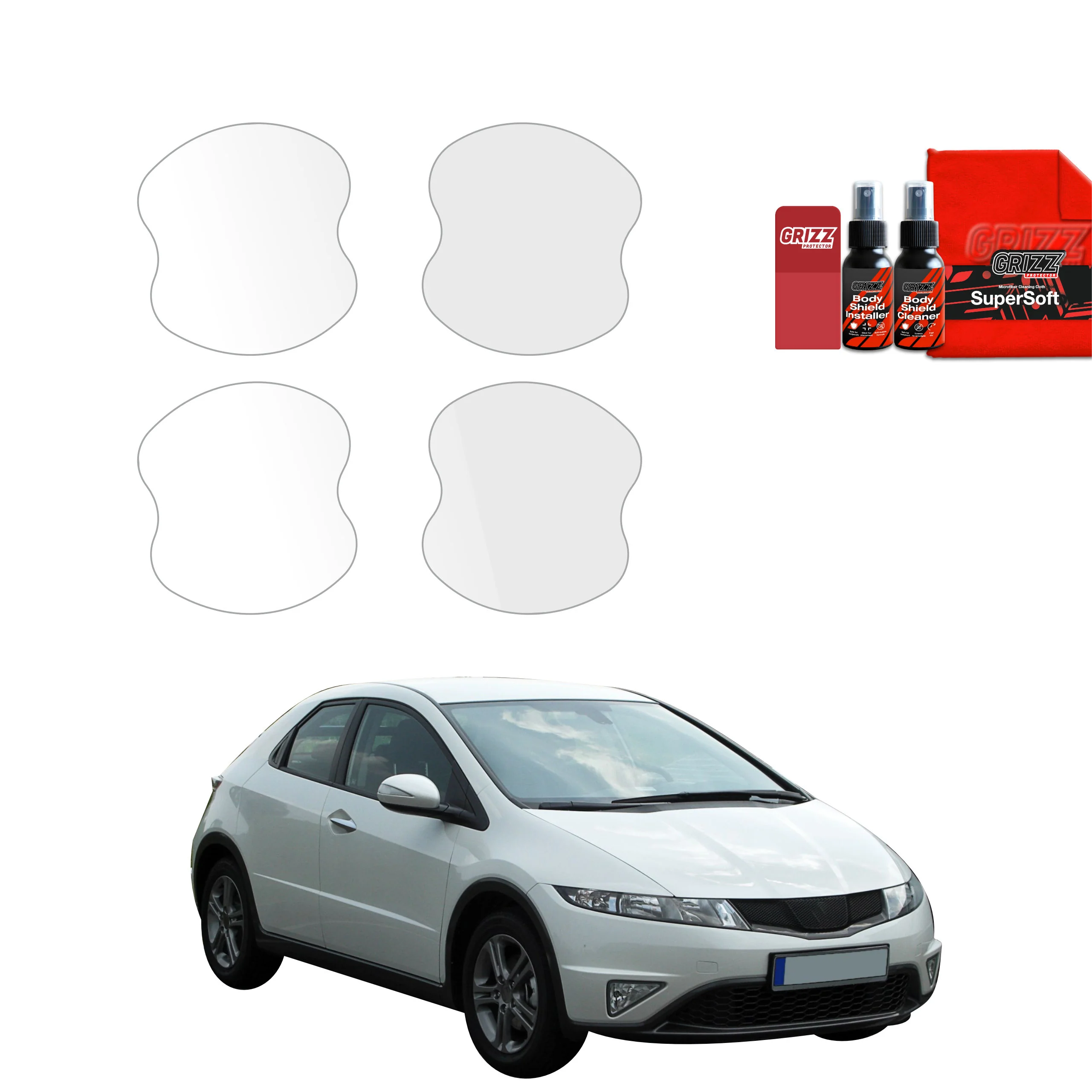 4in1 Schutzfolie für Türgriffmulden - Honda Civic 8 Hatchback 5D (2009-2011)