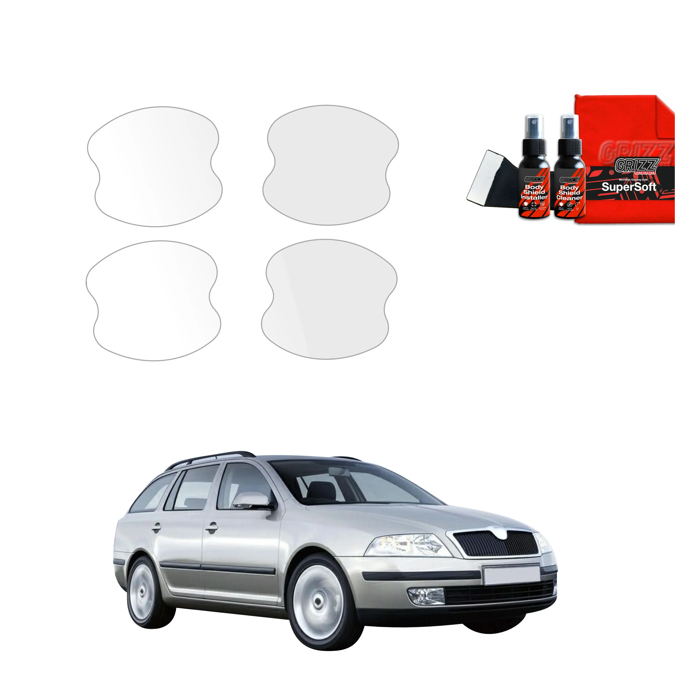 4in1 Schutzfolie für Türgriffmulden - Skoda Octavia 2 Kombi (2004-2008)