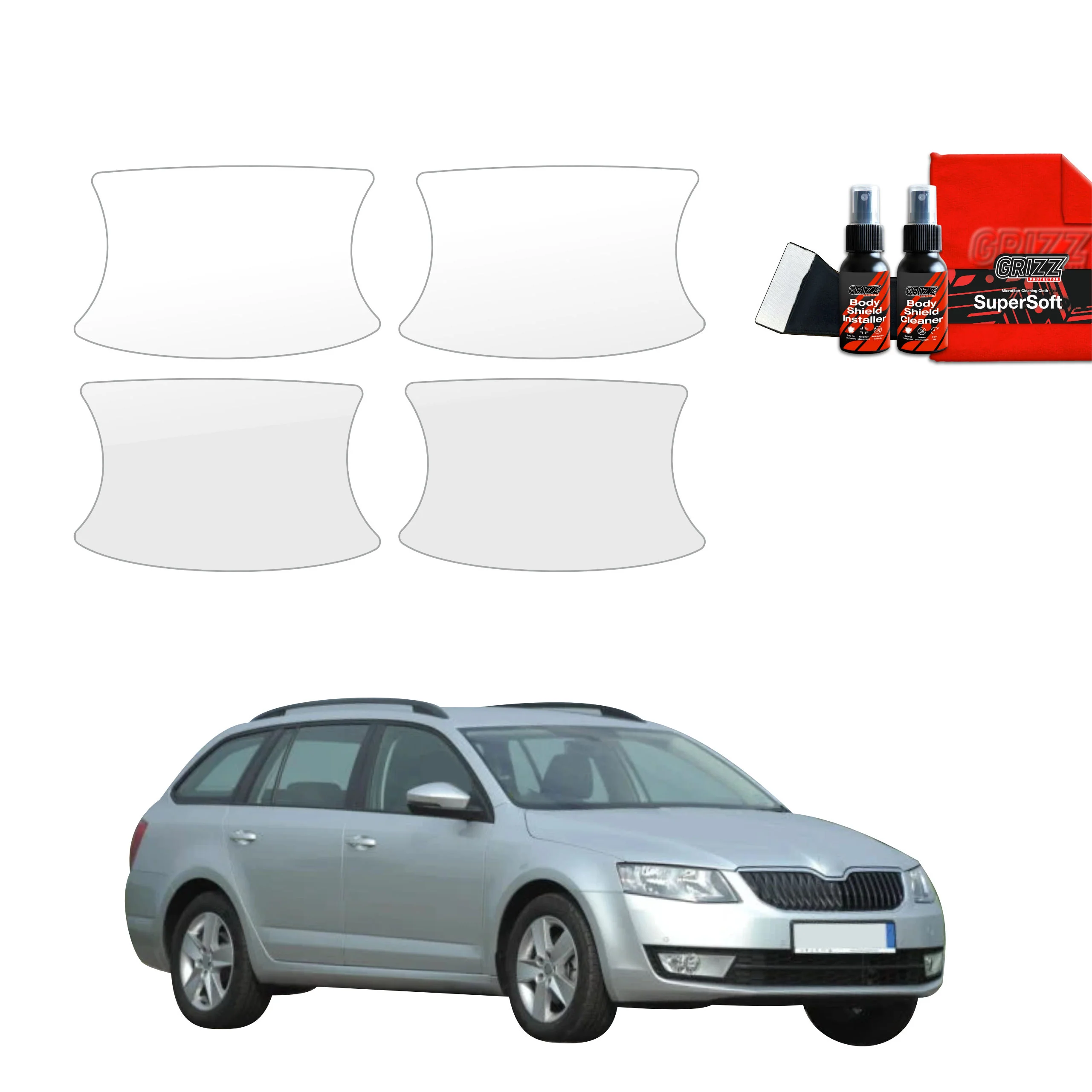 4in1 Schutzfolie für Türgriffmulden - Skoda Octavia 3 Kombi 5D (2017-2020)