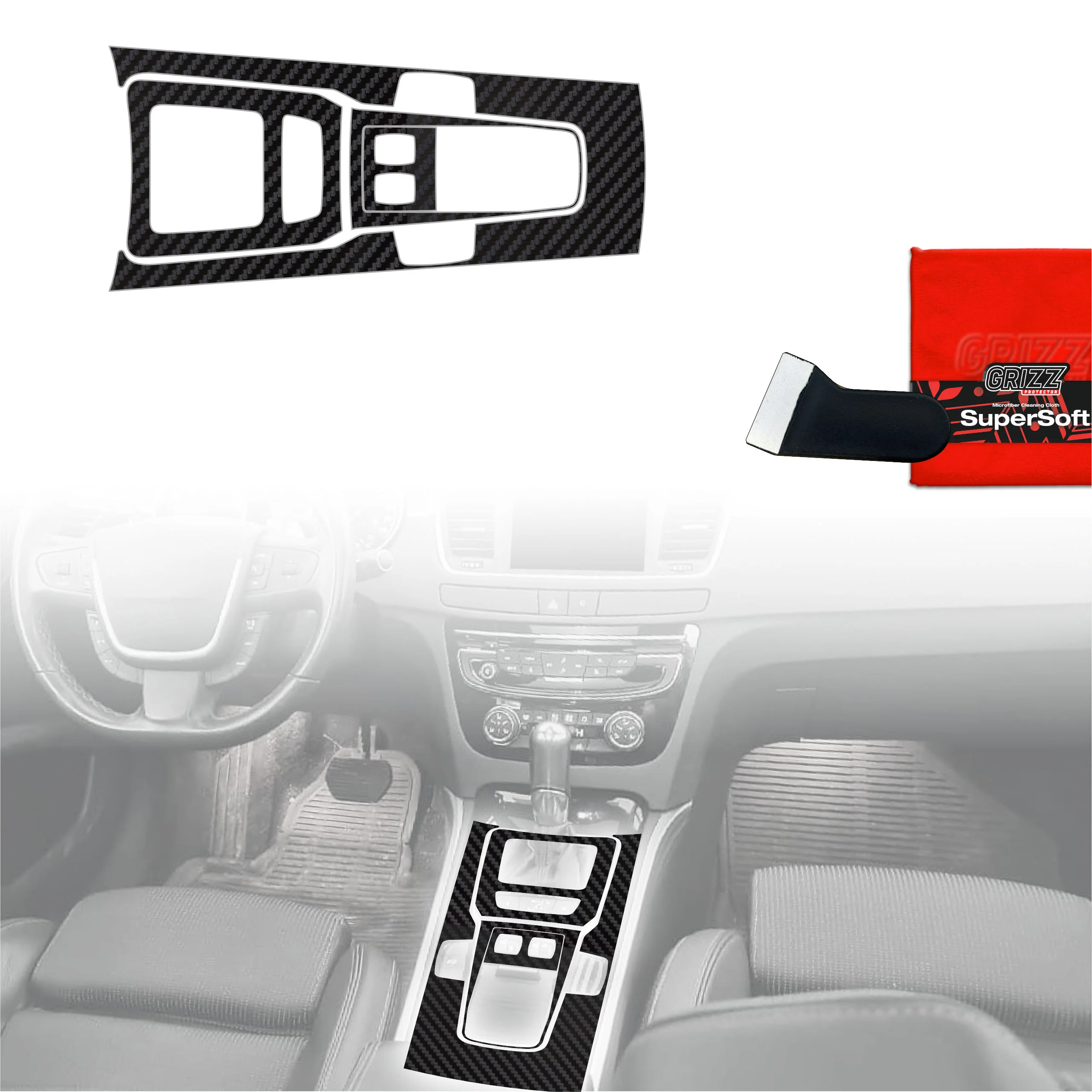 4in1 Schutzfolien für Mittelkonsole - Peugeot 508 (2010-2018) Carbon Optik Matt Antifingerprint - Image 7