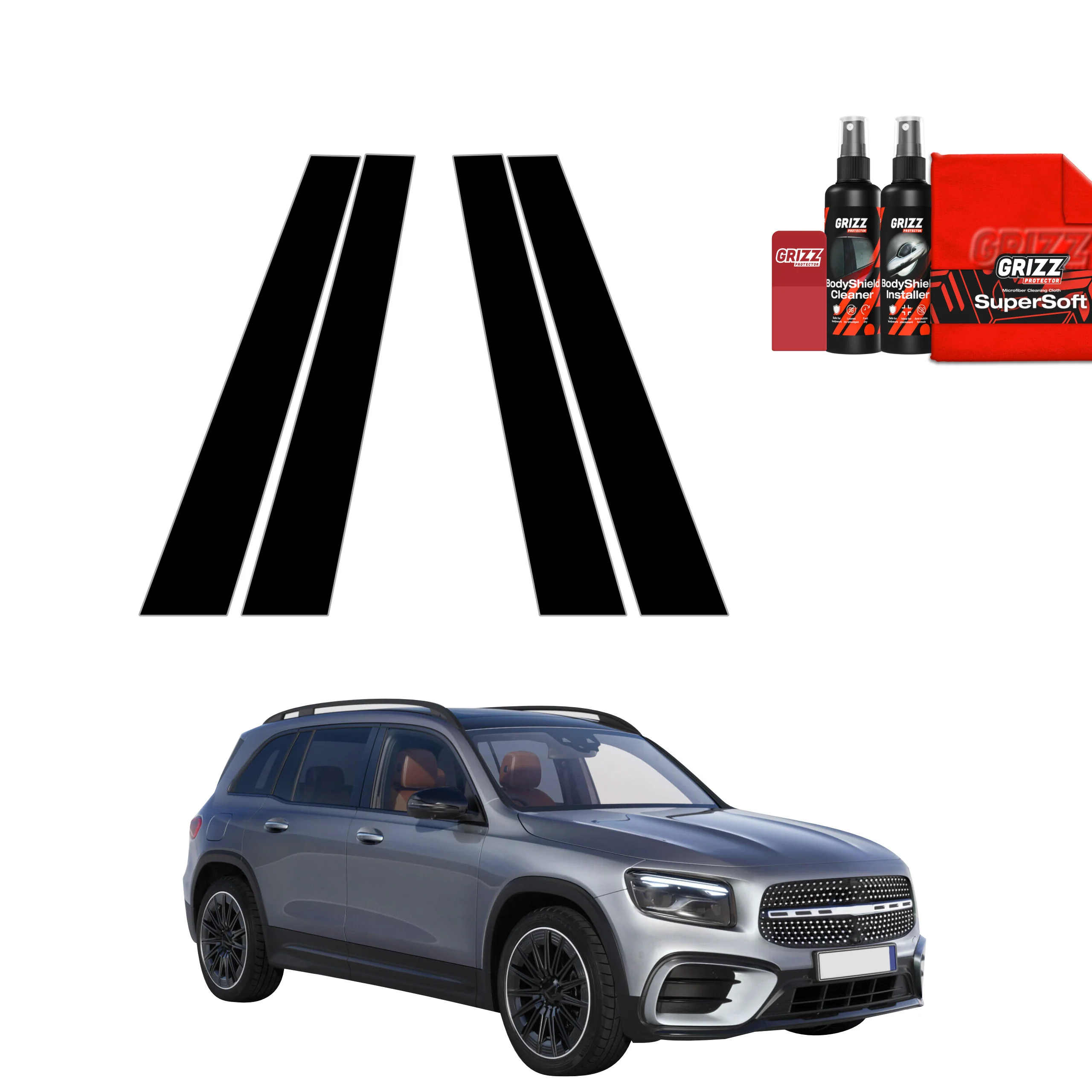 4in1 Schwarze schutzfolie für B-C-Säule - Mercedes GLB 200 (2023-2026)