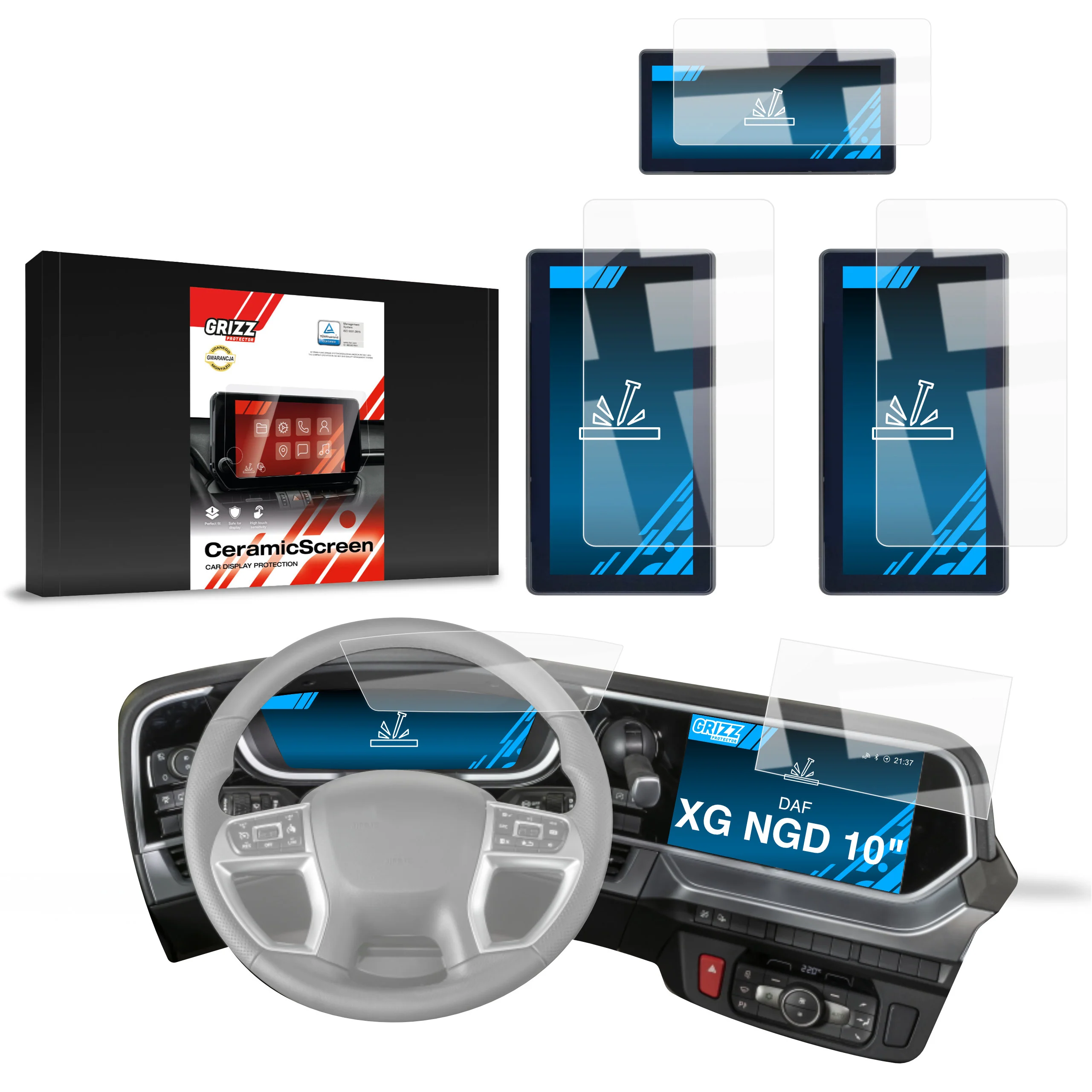 5in1 Displayschutzfolie für DAF XG+ NGD Navi Folie, Kratzfest, Klar
