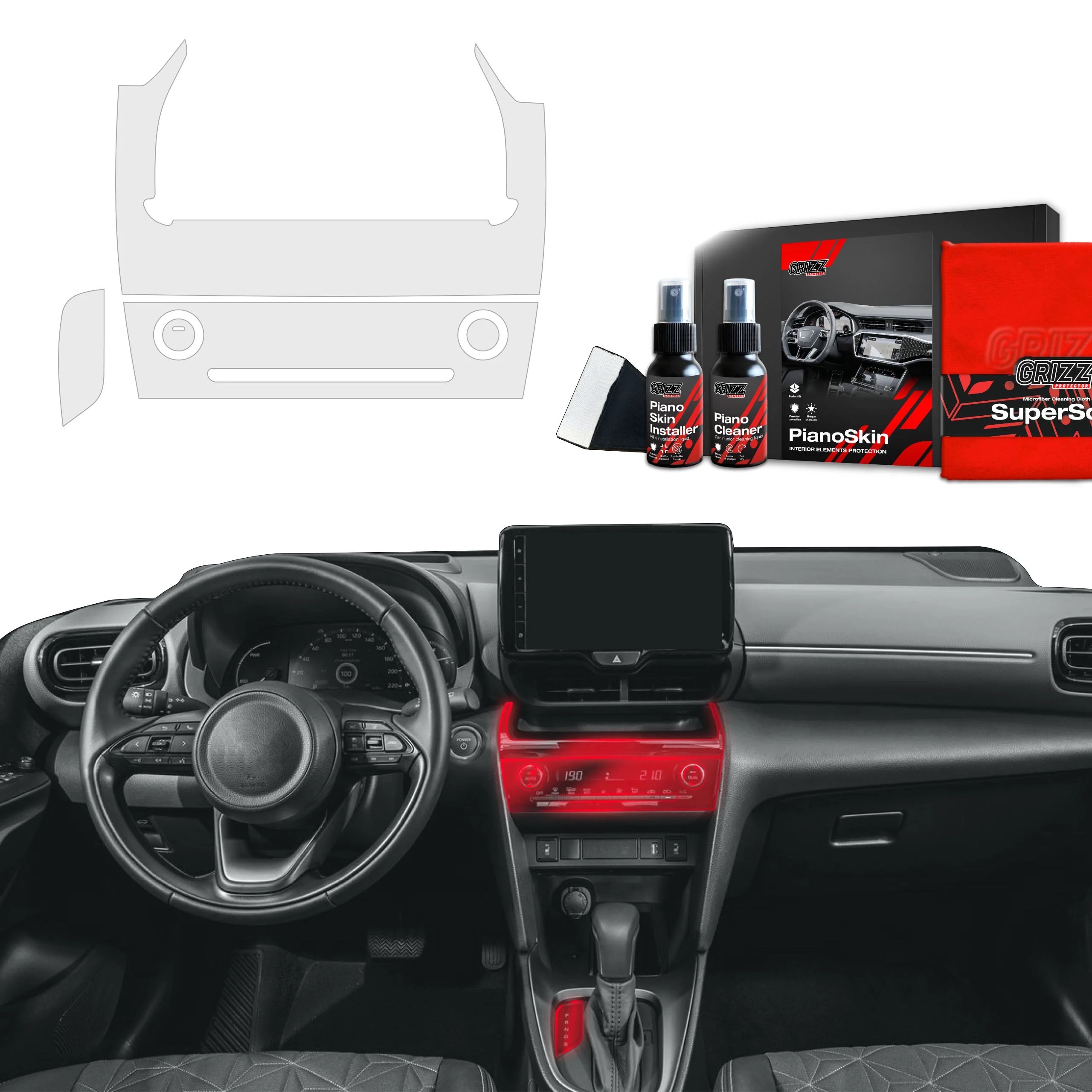 5in1 Schutzfolien für Armaturenbrett - Toyota Yaris Cross Active (2024-2026) Matt