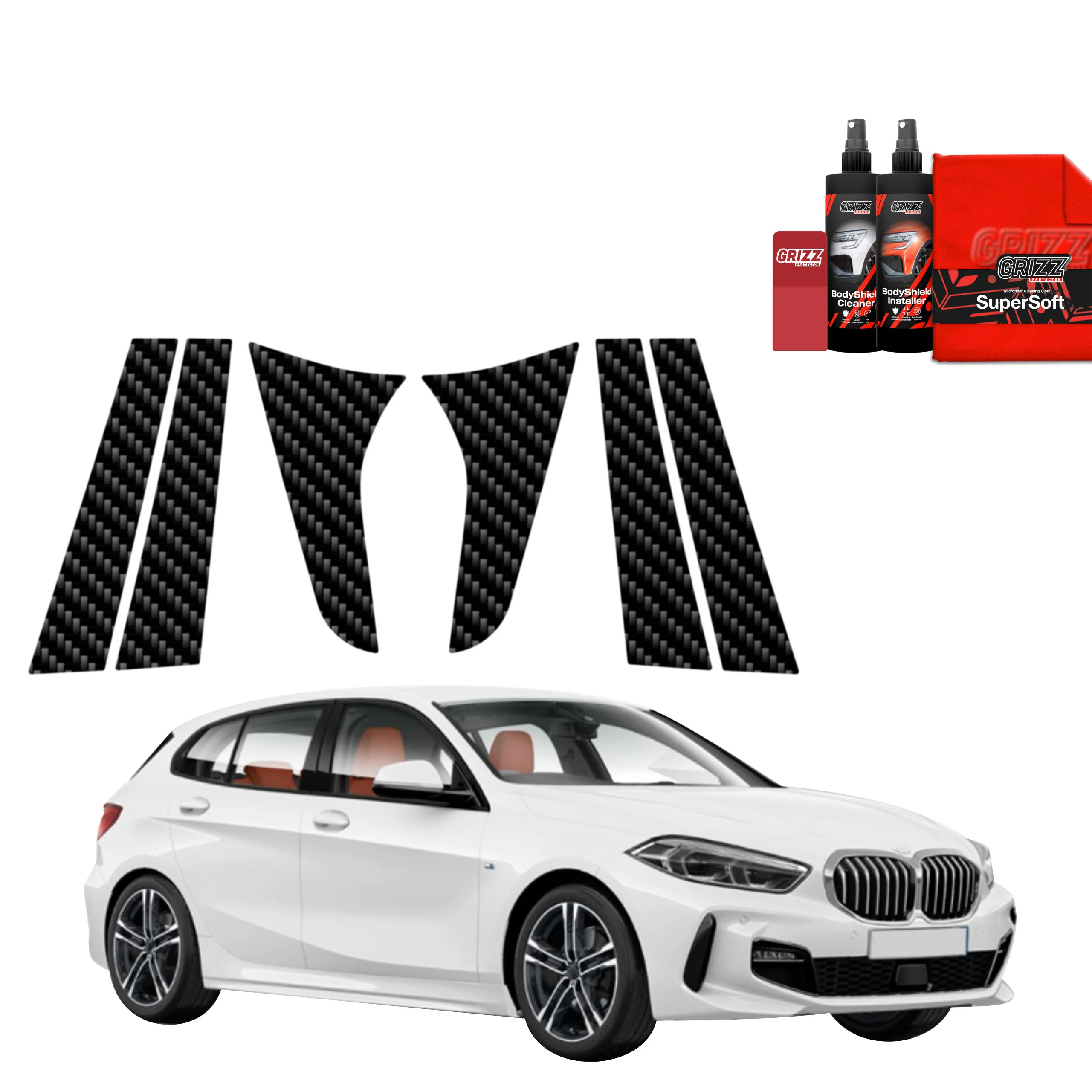 6in1 Kohlenstoff Schutzfolie für B-C-Säule - BMW 1 118i (2020-2026)