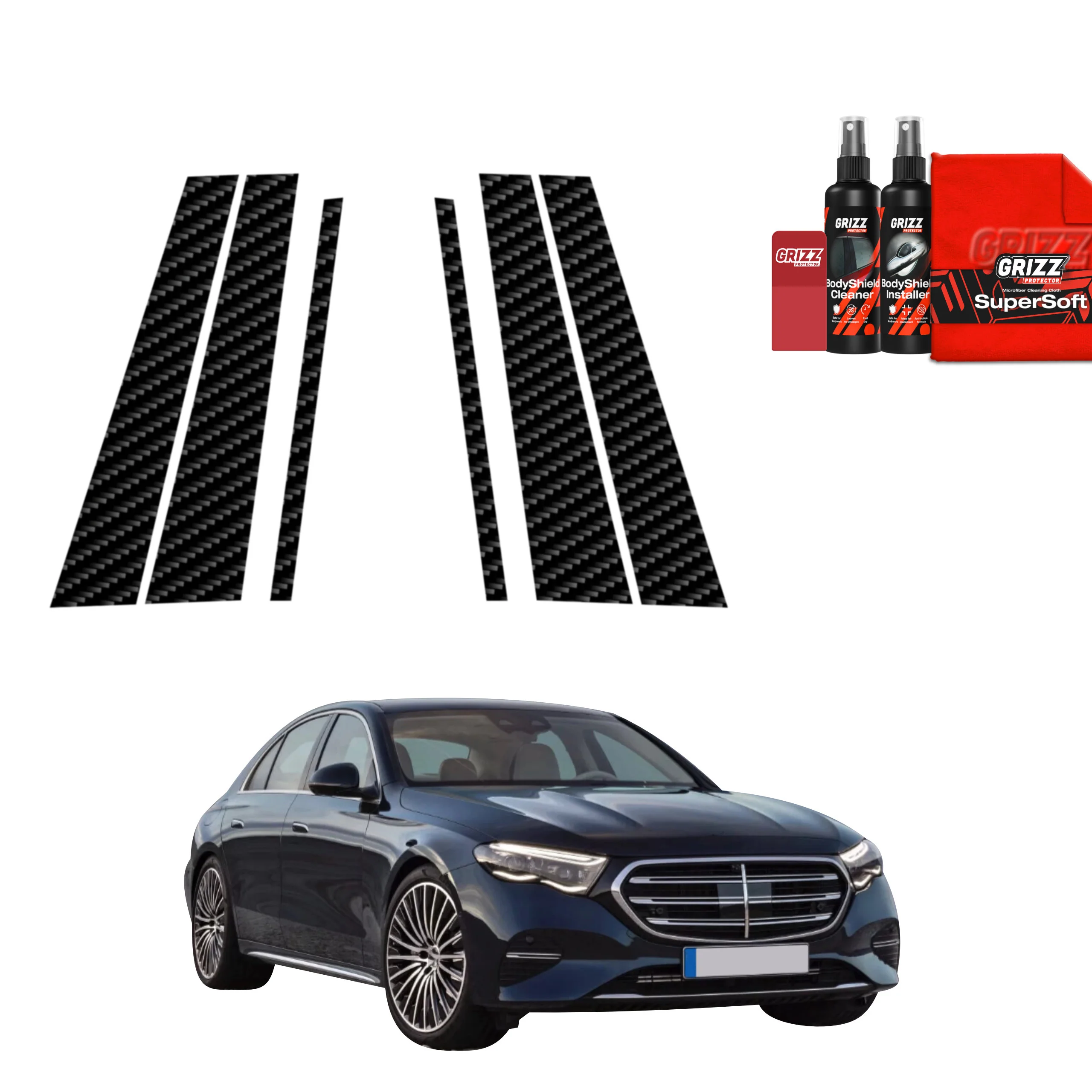 6in1 Kohlenstoff Schutzfolie für B-C-Säule - Mercedes E Klasa (2016-2023)