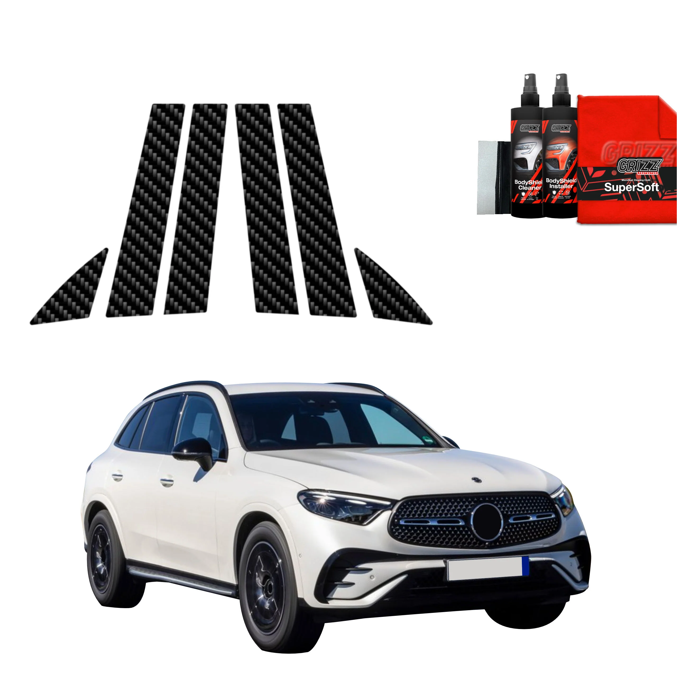 6in1 Kohlenstoff Schutzfolie fĂŒr B-C-SĂ€ule - Mercedes-Benz GLC C254 (2023-2026)