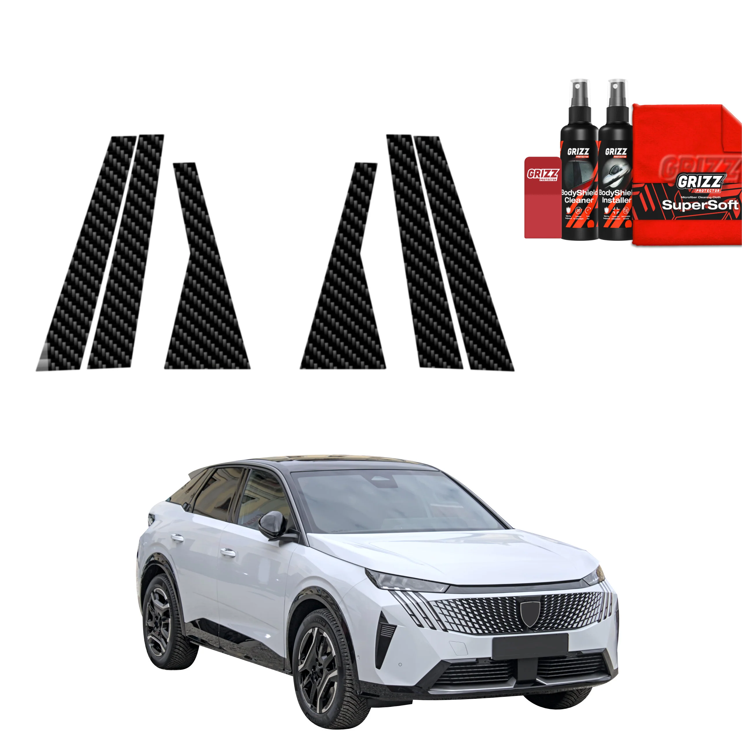 6in1 Kohlenstoff Schutzfolie für B-C-Säule - Peugeot 3008 (2024-2026)