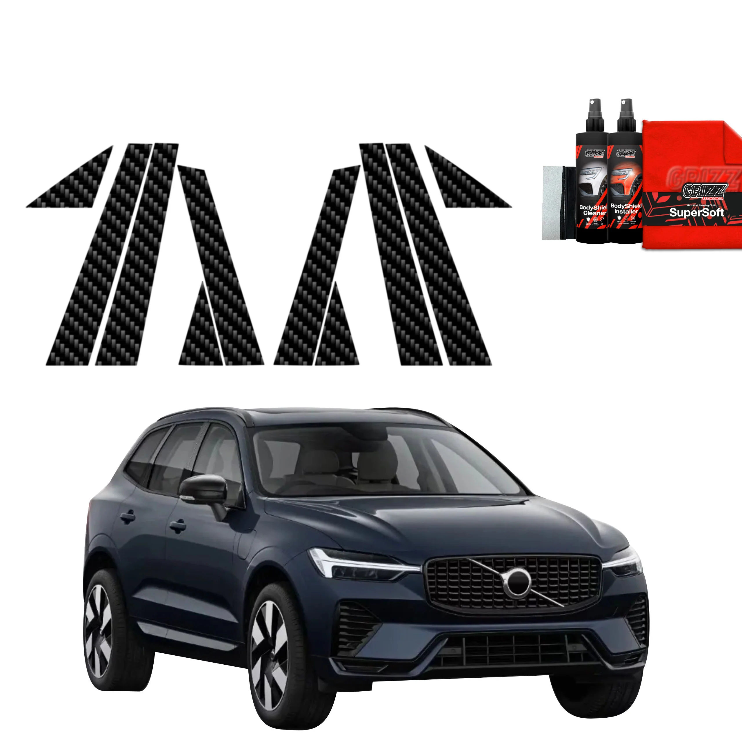6in1 Kohlenstoff Schutzfolie für B-C-Säule - Volvo XC60 2 (2022-2026)