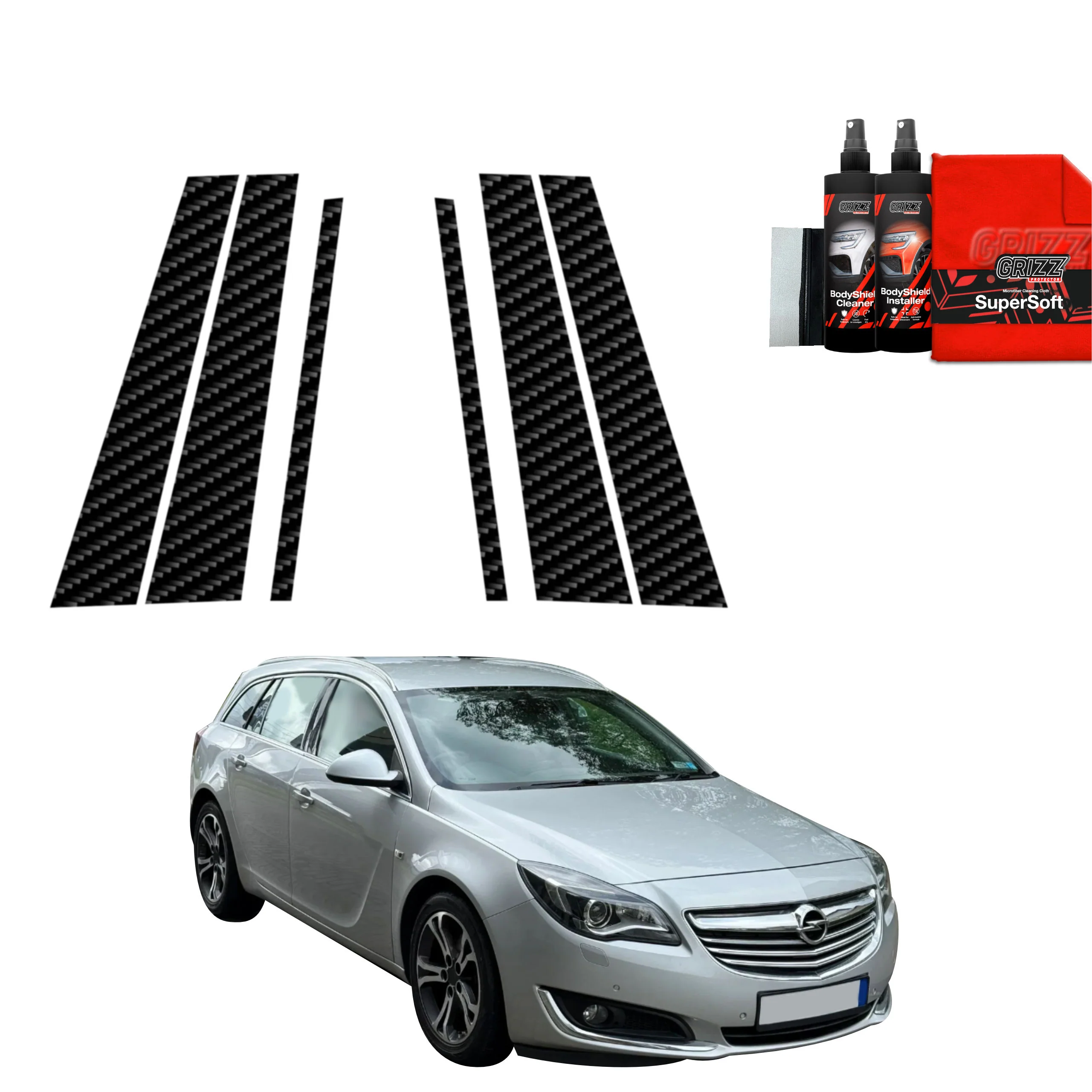 6in1 Kohlenstoff Schutzfolie für B-C-Säule - Opel Insignia Kombi Facelifting (2013-2017)