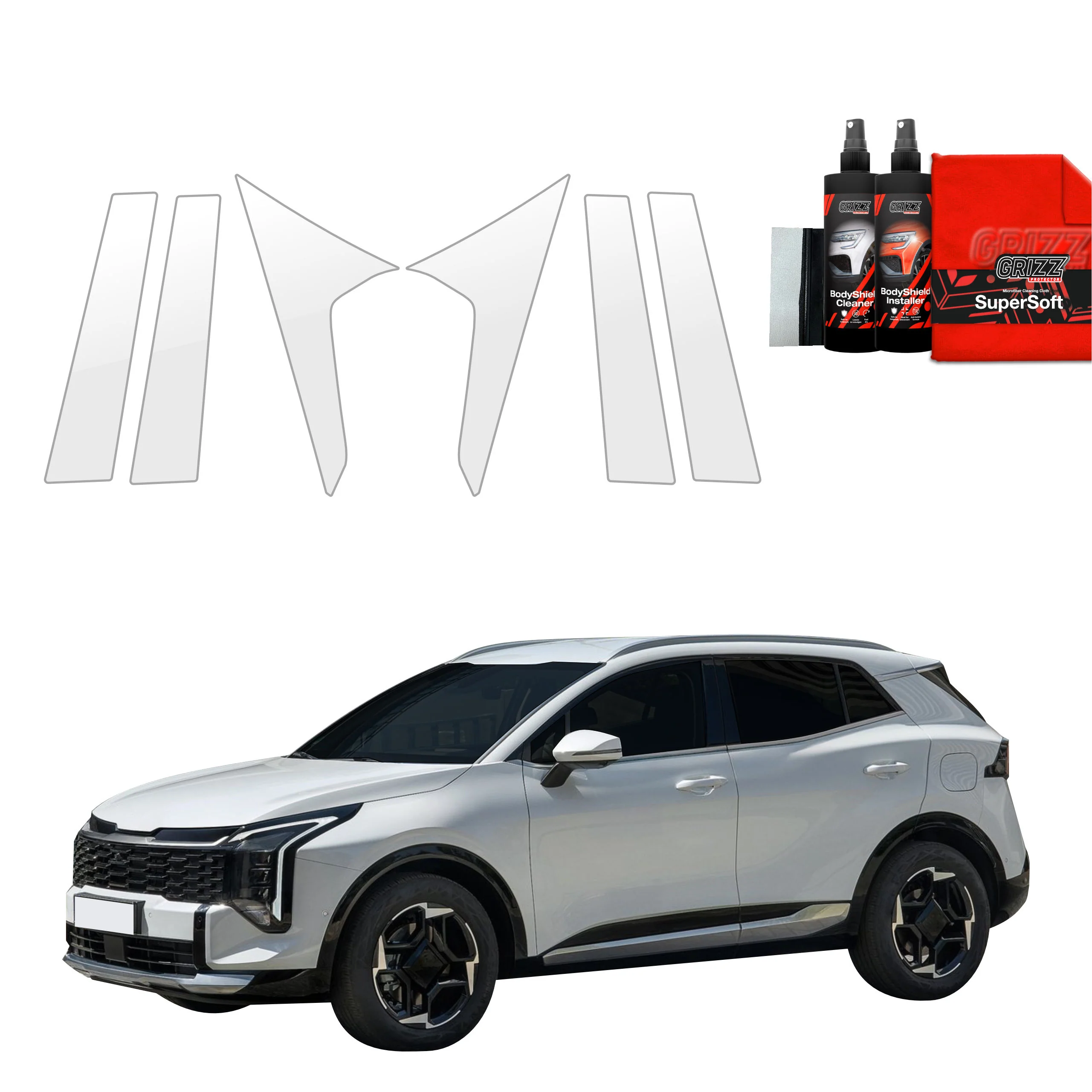 6in1 Schutzfolie für B-C-Säule - Kia Sportage 5 Facelift (2025-2026)