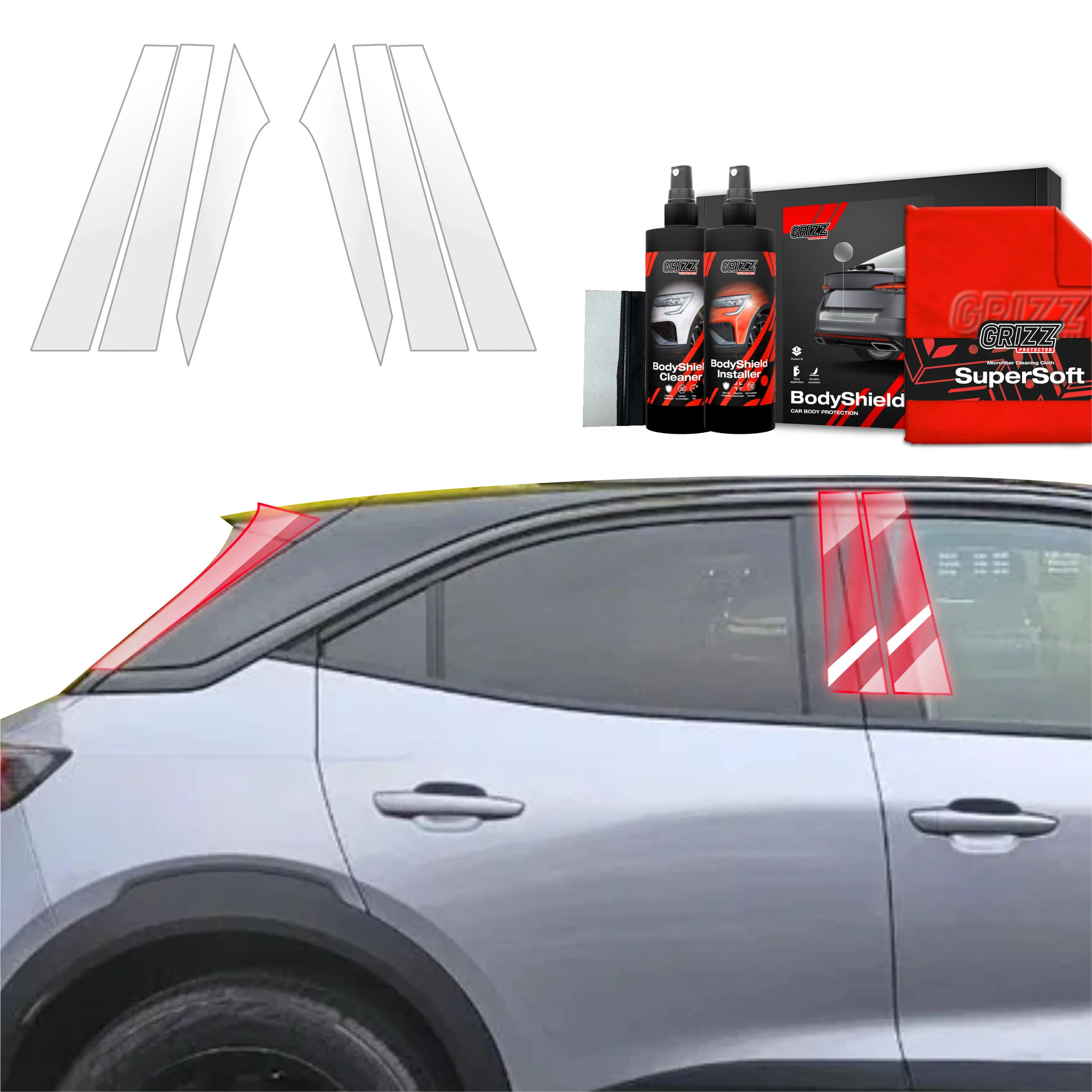 6in1 Schutzfolie für B-C-Säule - Opel Mokka (2021-2026)