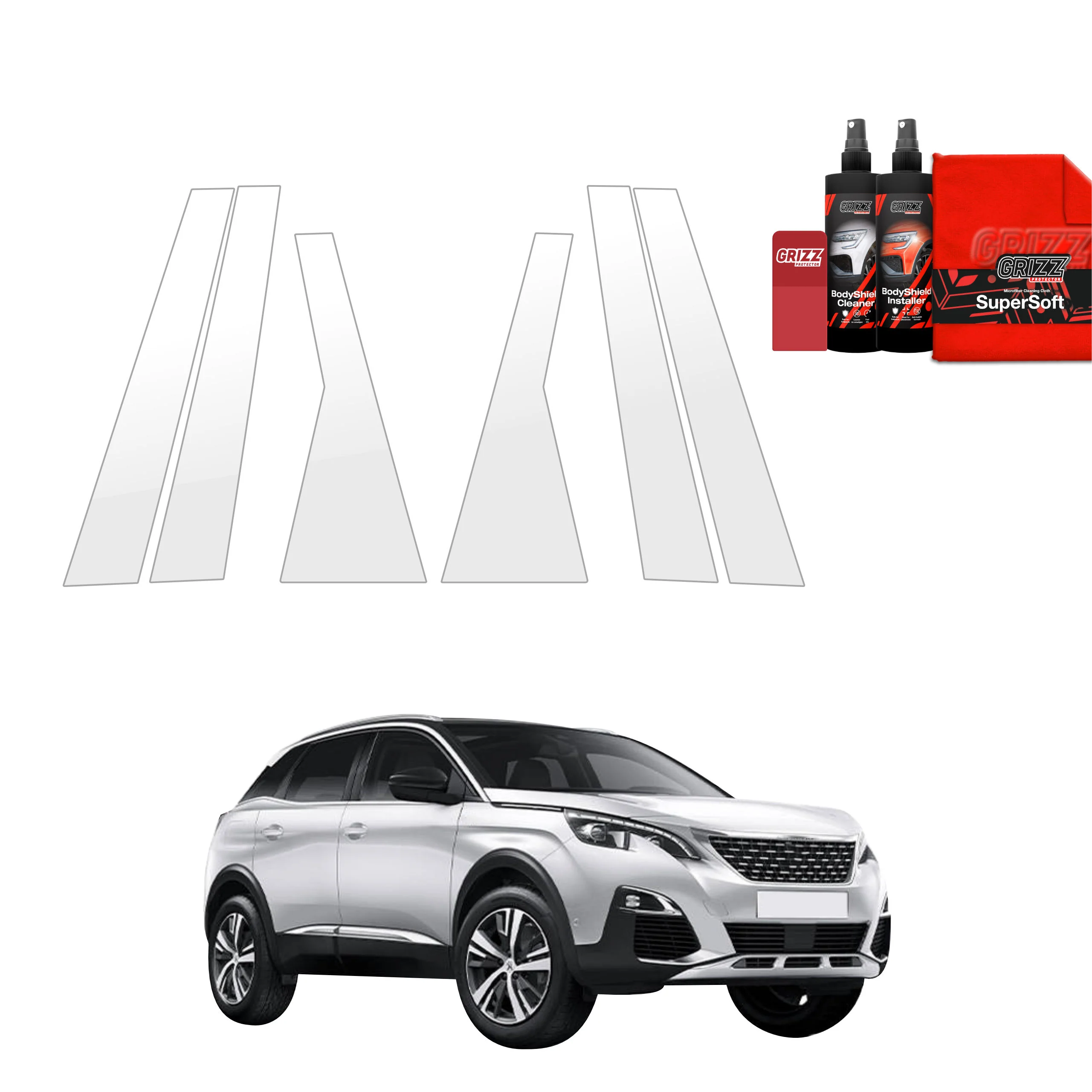 6in1 Schutzfolie fĂŒr B-C-SĂ€ule - Peugeot 3008 (2016-2024)
