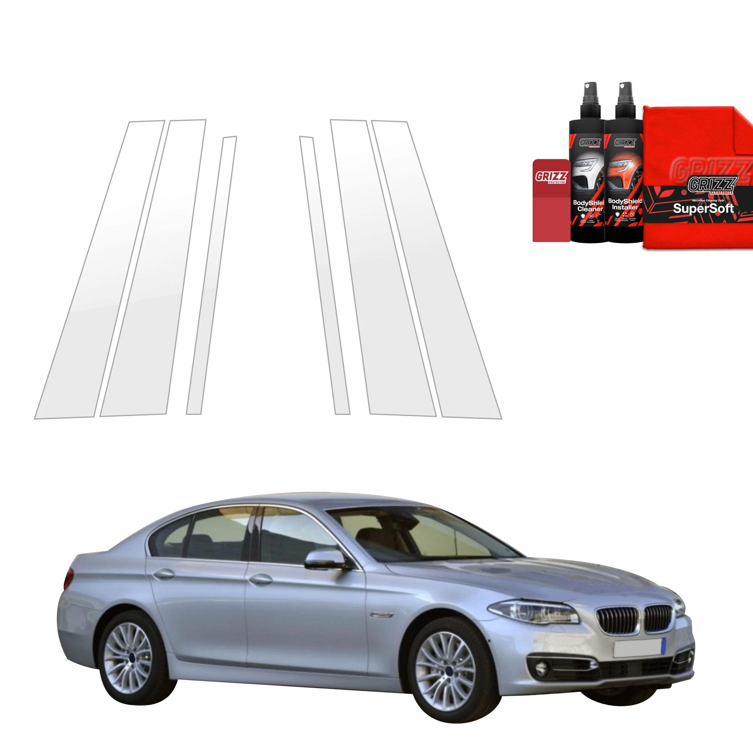 6in1 Schutzfolie fĂŒr B-C-SĂ€ule - BMW 5 F10 Sedan LCI (2012-2017)