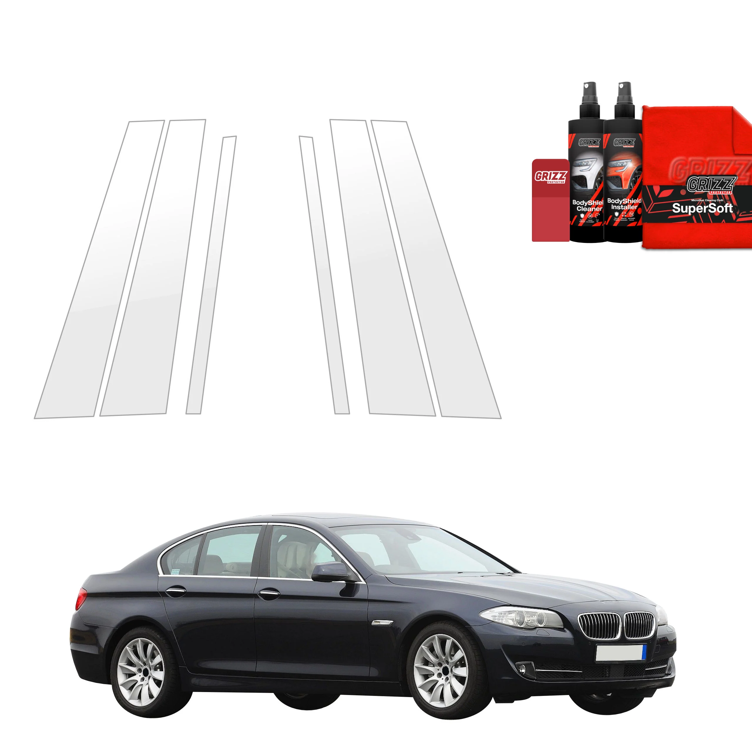 6in1 Schutzfolie fĂŒr B-C-SĂ€ule - BMW 5 F10 Sedan PreLCI (2010-2012)