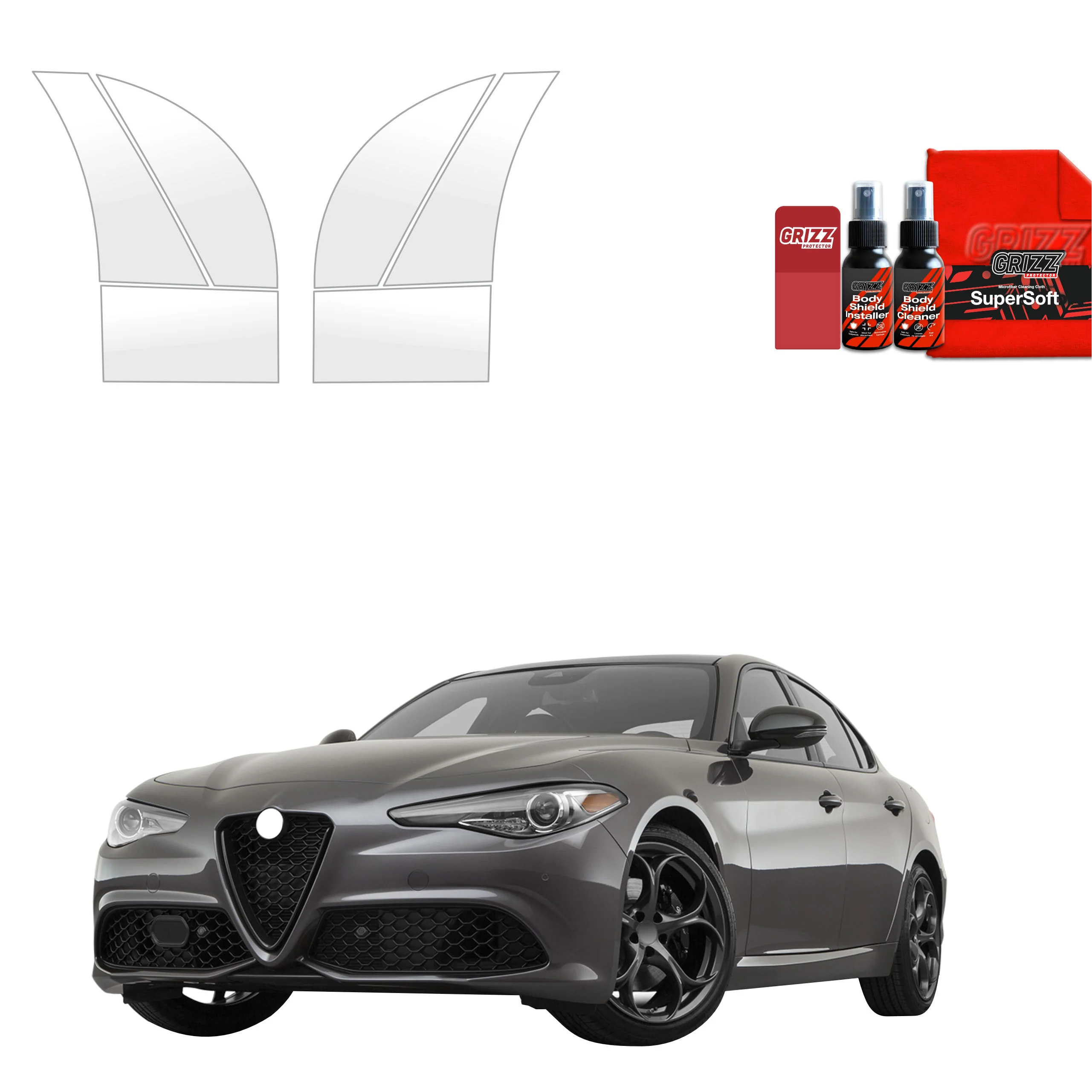 6in1 Schutzfolie für hinteren & vorderen Seitenschwelle - Alfa Romeo Giulia (2023-2026)