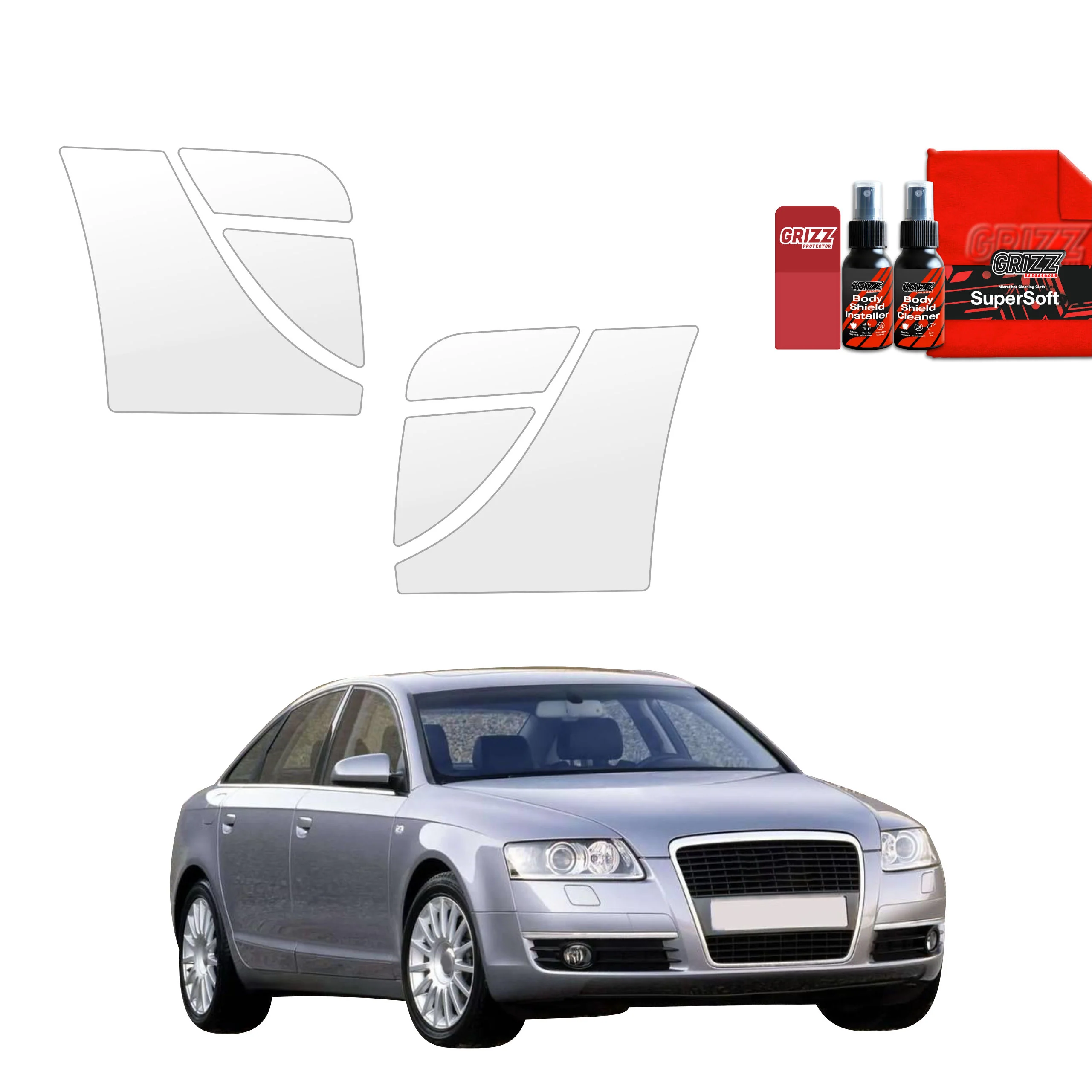 6in1 Schutzfolie für hinteren & vorderen Seitenschwelle - Audi A6 C6 Sedan 4D (2004-2008)