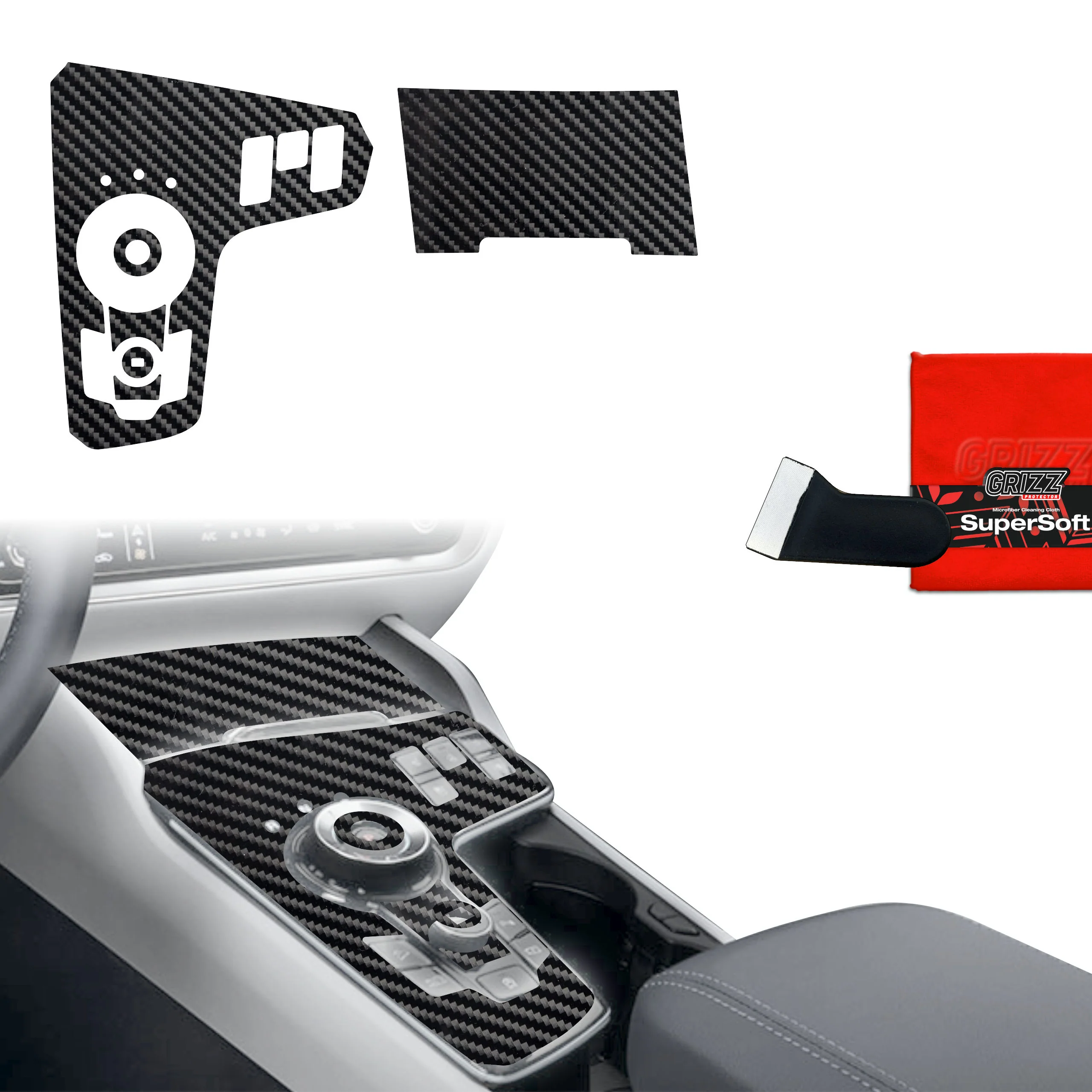 6in1 Schutzfolien für Mittelkonsole - Kia Sportage 5 (2021-2024) Carbon Optik Glanz