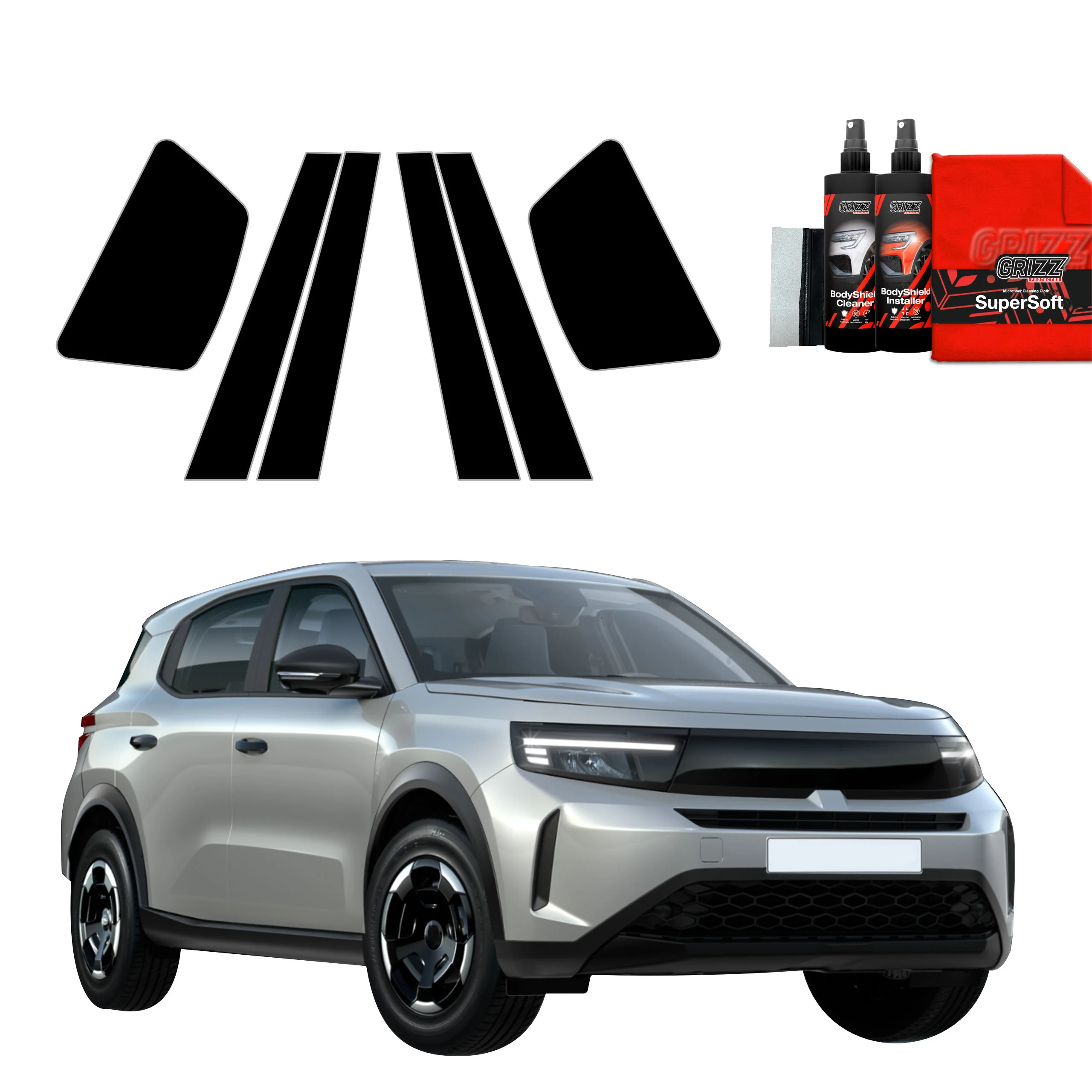 6in1 Schwarze schutzfolie für B-C-Säule - Opel Frontera (2024-2026)